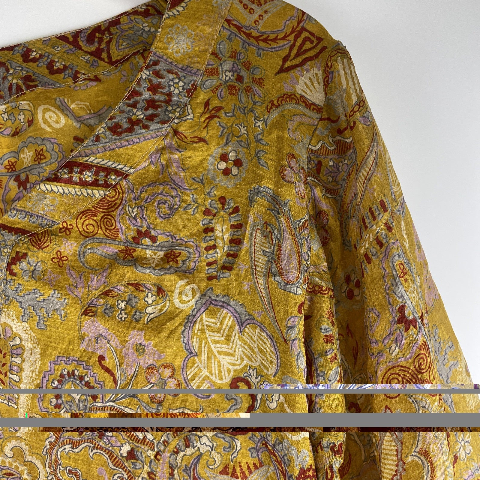 Jeazebel MULTI COLOR Indian  SILK PRINT  KAFTAN Short Sheer DRESS Sz Small