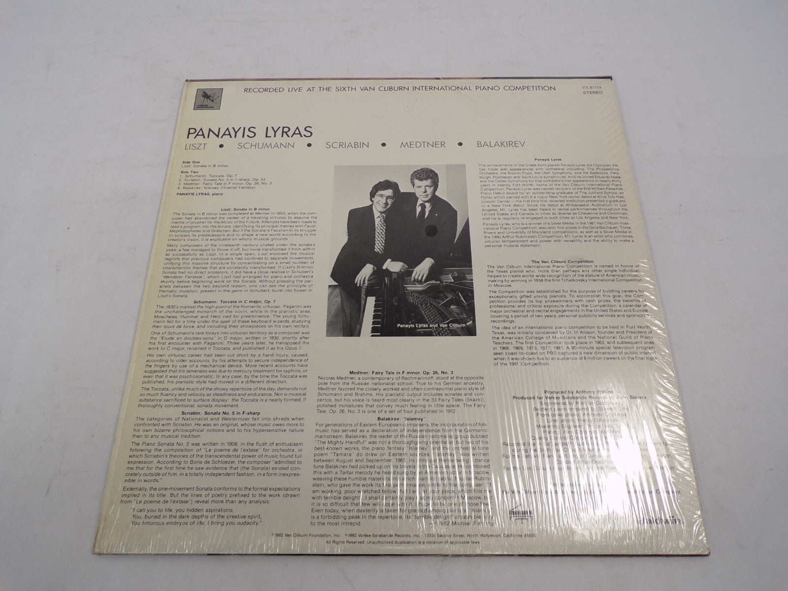 Panayis Lyras Silver Medal Winner The Van Cliburn Competition Vinyl Record