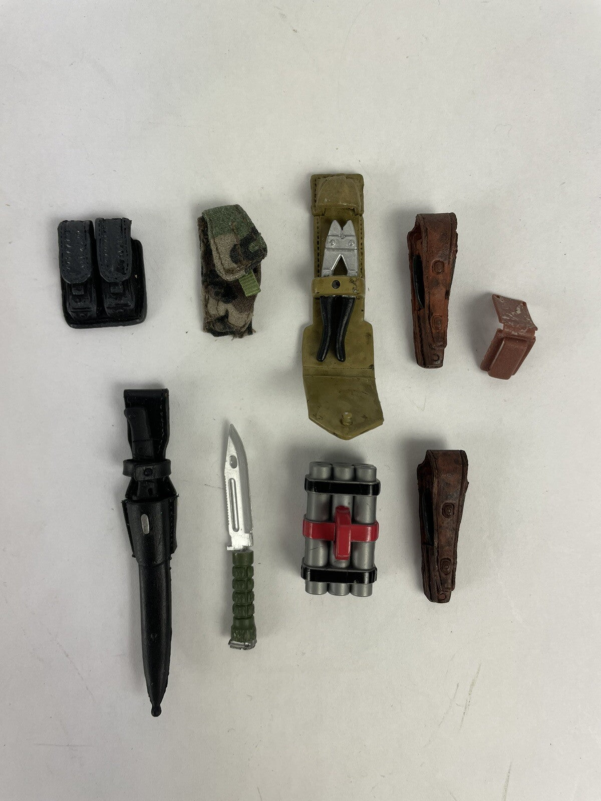LOT OF 9 VTG 90s GI Joe Machette knife pliers pouch For 1/6 Scale 12" Figures