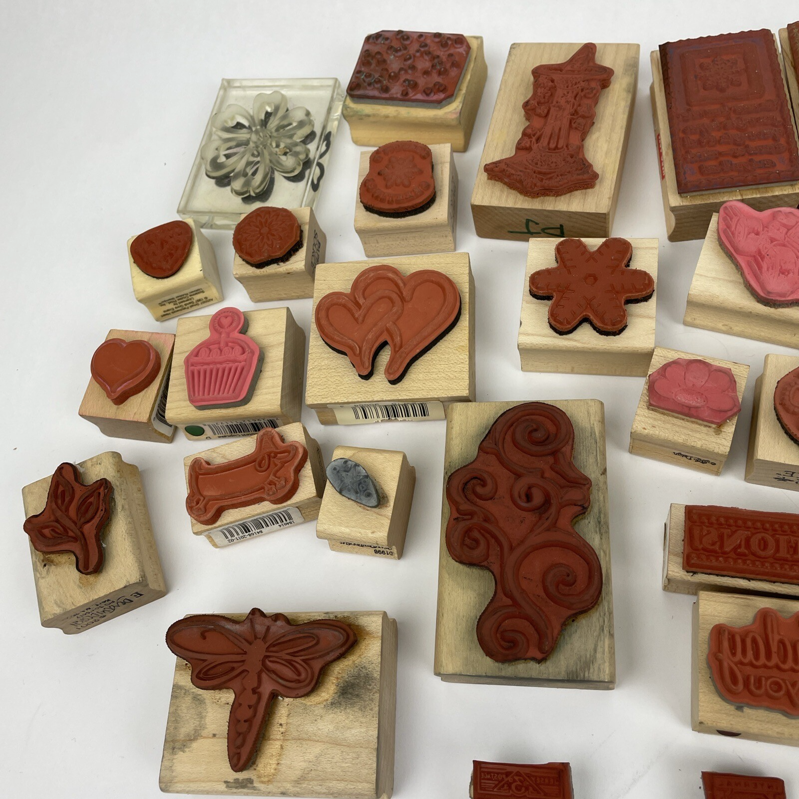 Rubber Stamp Lot SANTA Flowers Christmas DOG Paw Words Scrapbook Paper New Used