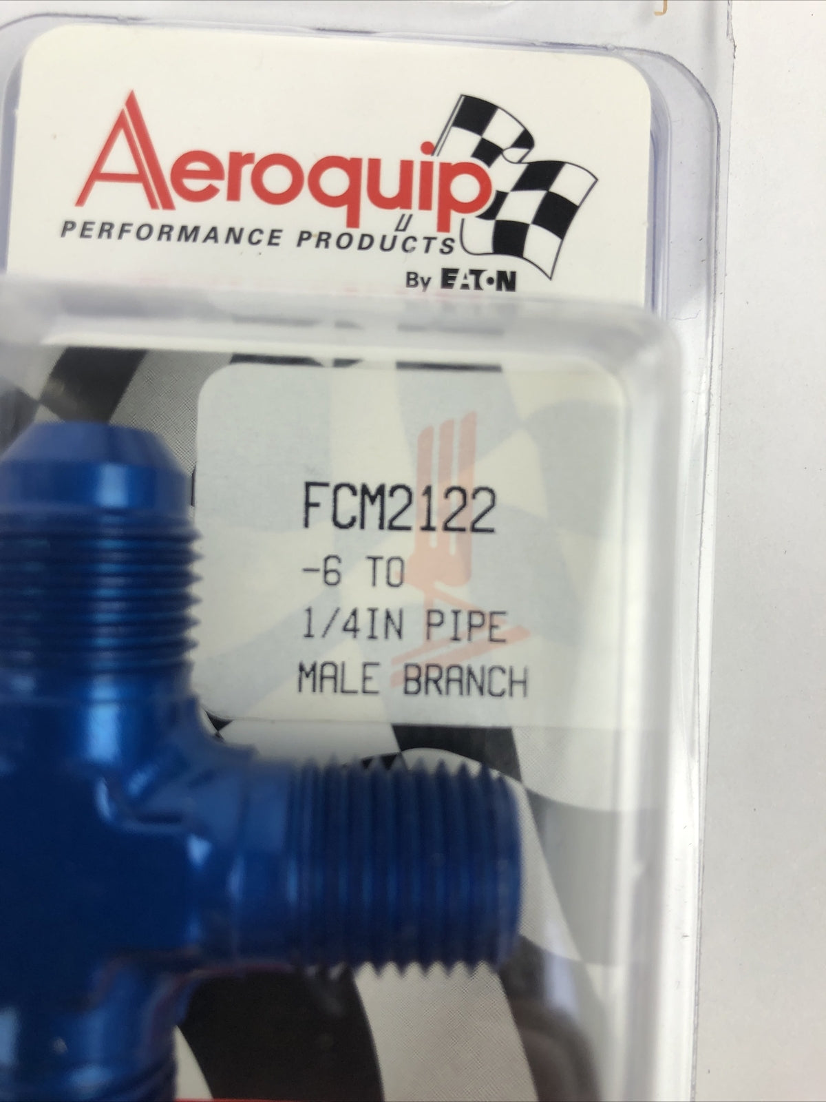 FCM2122 Aeroquip Aluminum Blue Anodized Male Branch Tee (AN825) -06 x -06 x 1/4