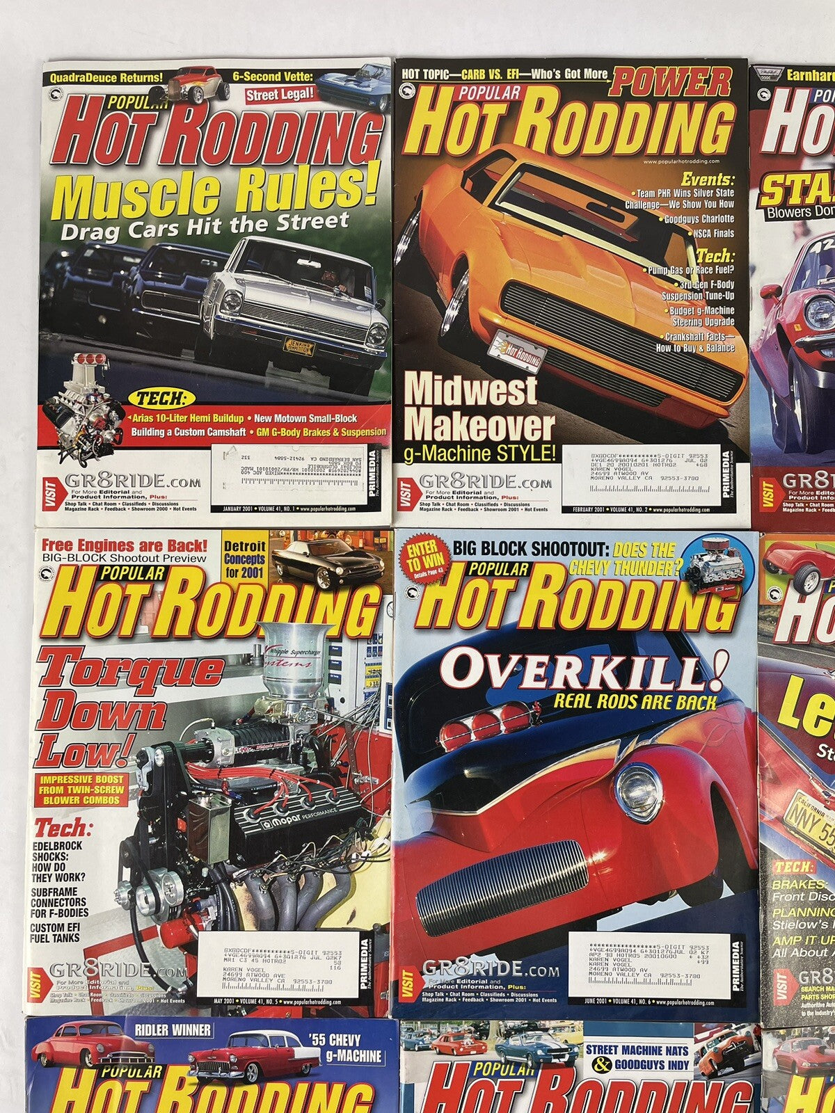 Lot of 12: Hot Rodding MAGAZINES Complete Full Set 12 issues Jan to Dec 2001