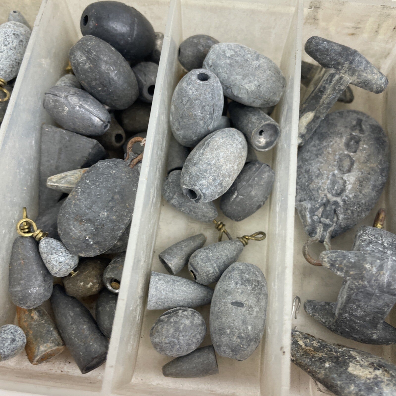 Vintage lot of 100 plus assorted lead fishing sinkers weighing 4.85 lbs for freshwater and saltwater fishing