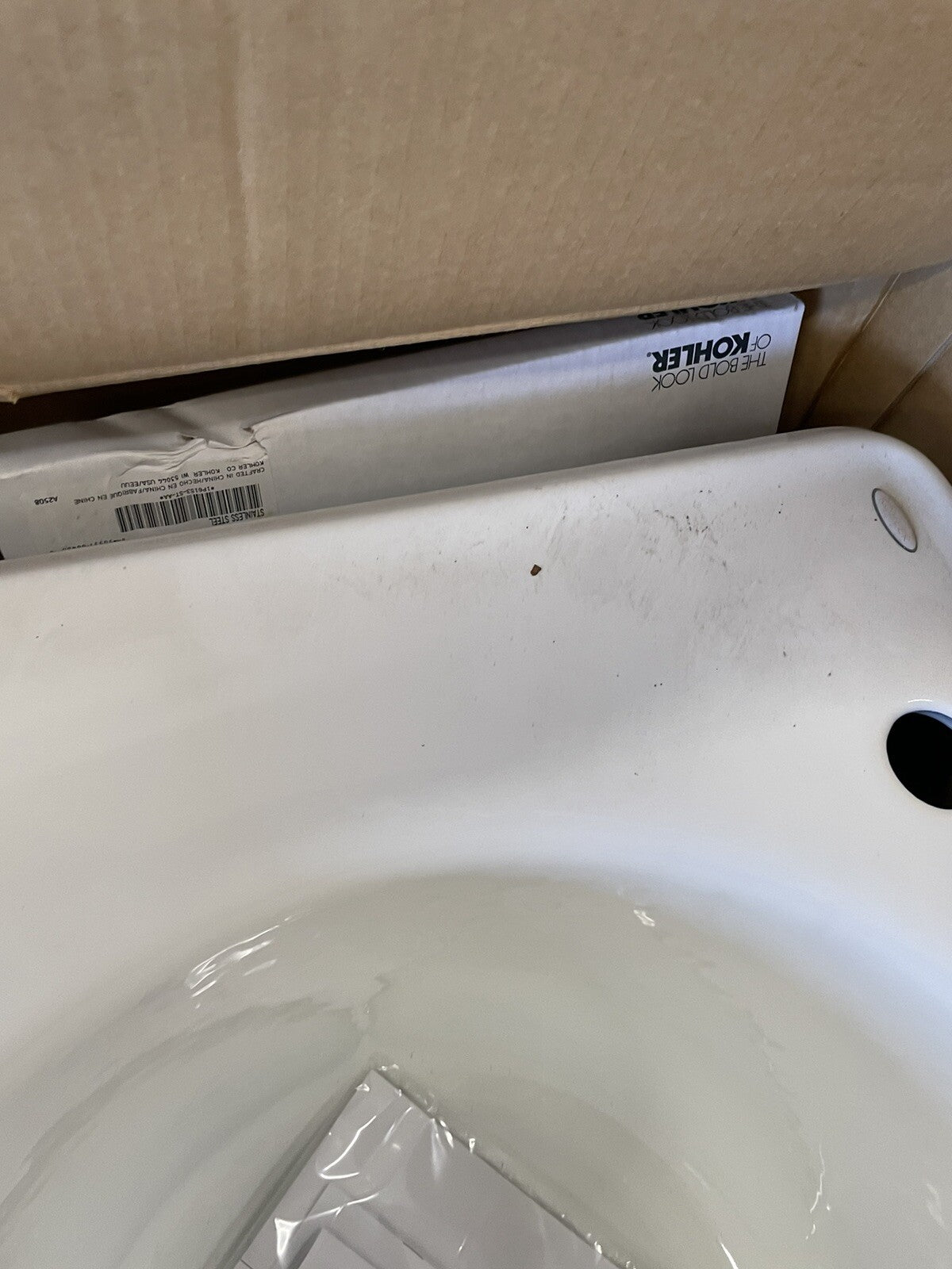 Kohler K-6654-1L-0 top mount utility sink white with left faucet hole
