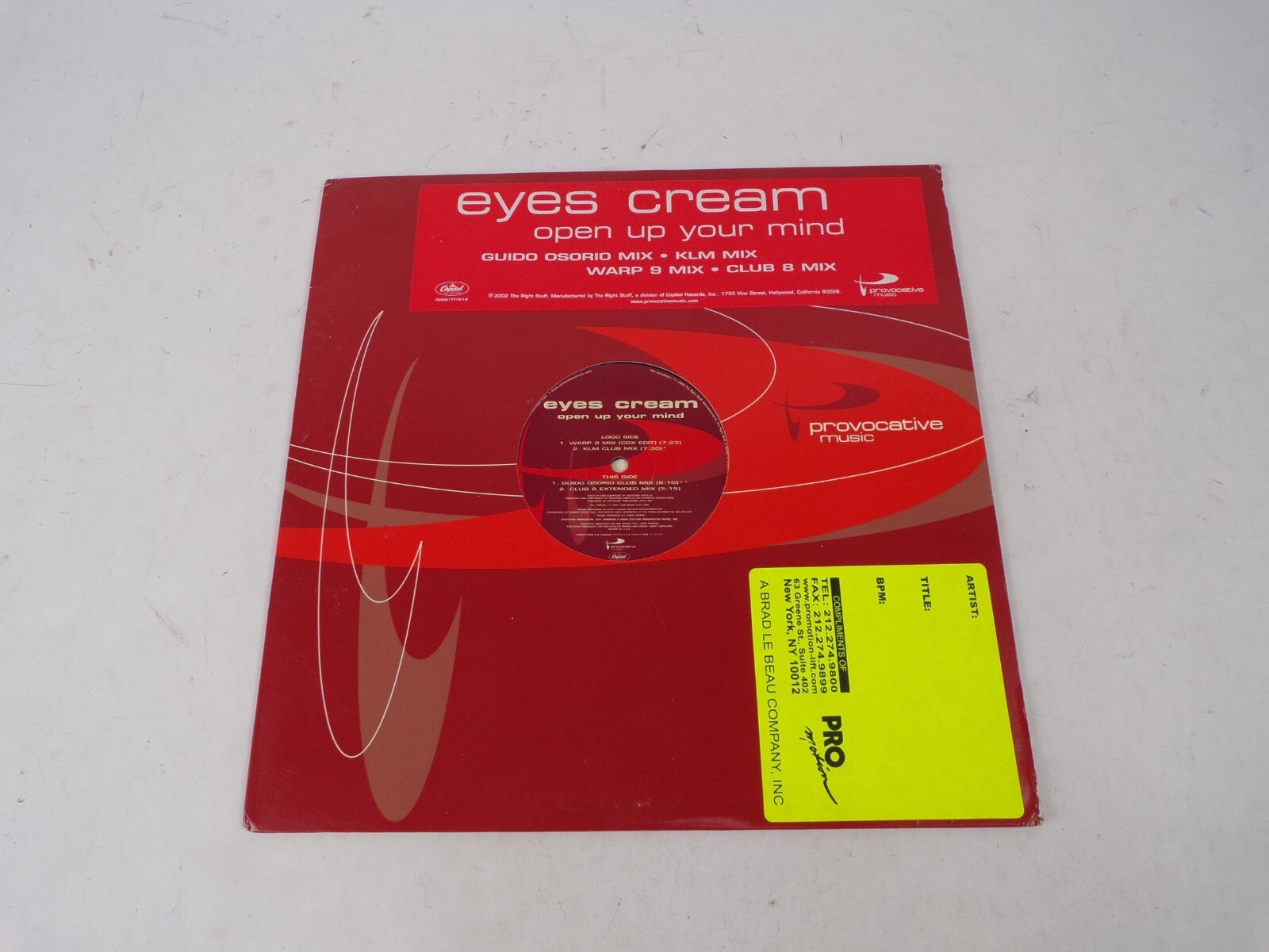 Eyes Cream Open Up Your Mind Guido Osorio Mix KLM Mix Warp 9 Mix Vinyl Record