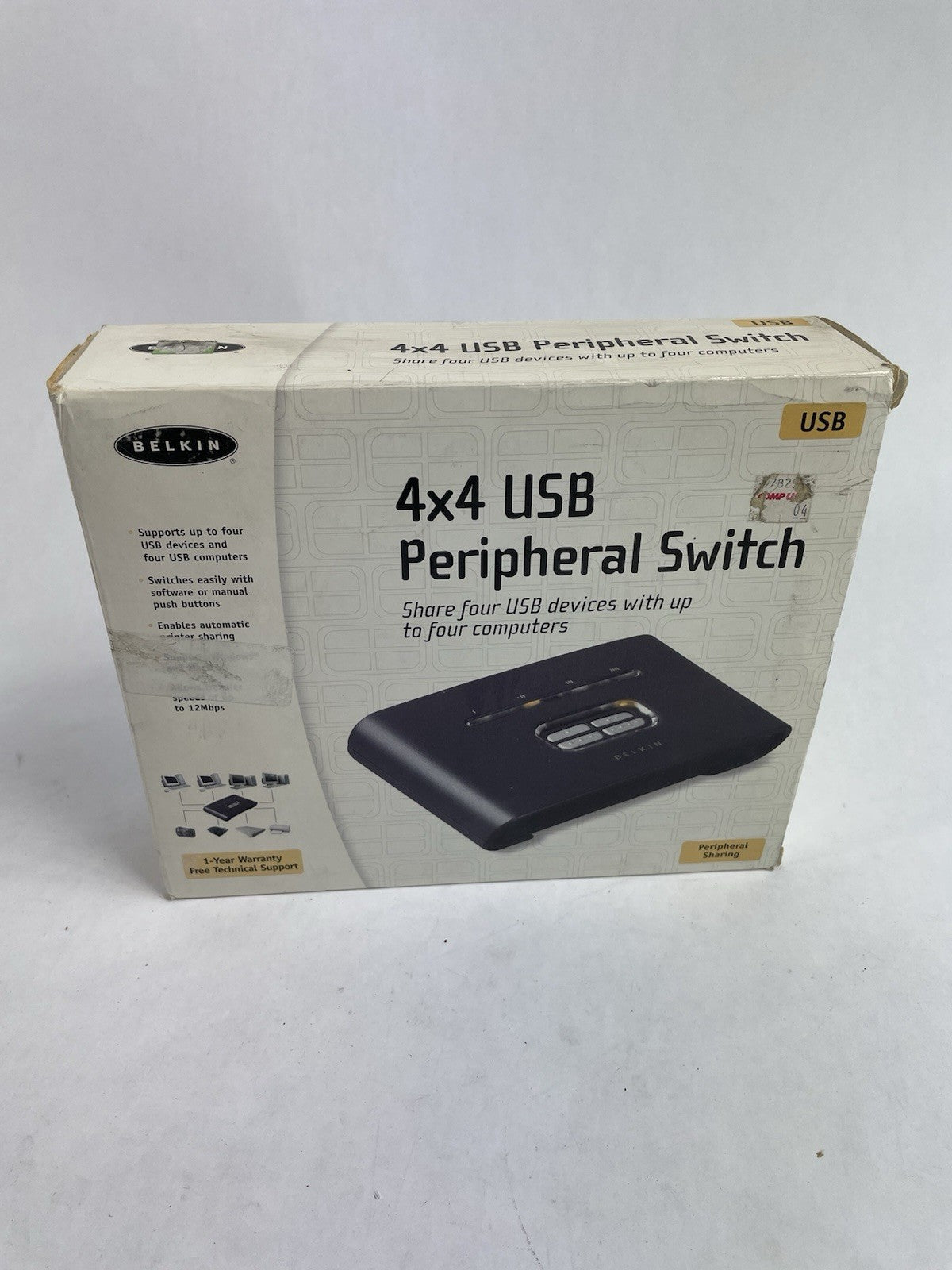 Vtg Belkin 4x4 USB Peripheral Switch F1U400 2003 NOS