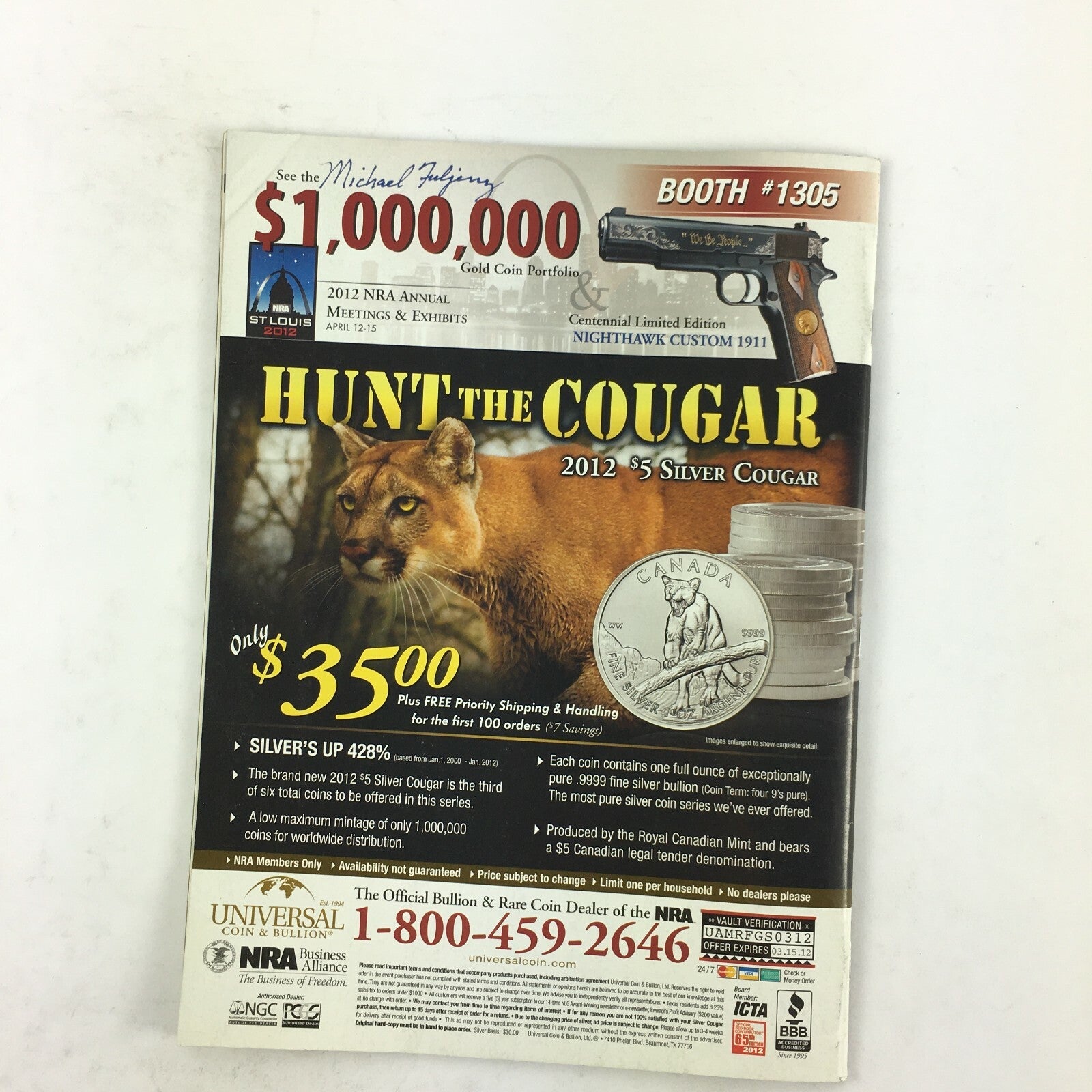 March 2012 American Rifleman Magazine Guns & Gold Special Coin Offers Inside