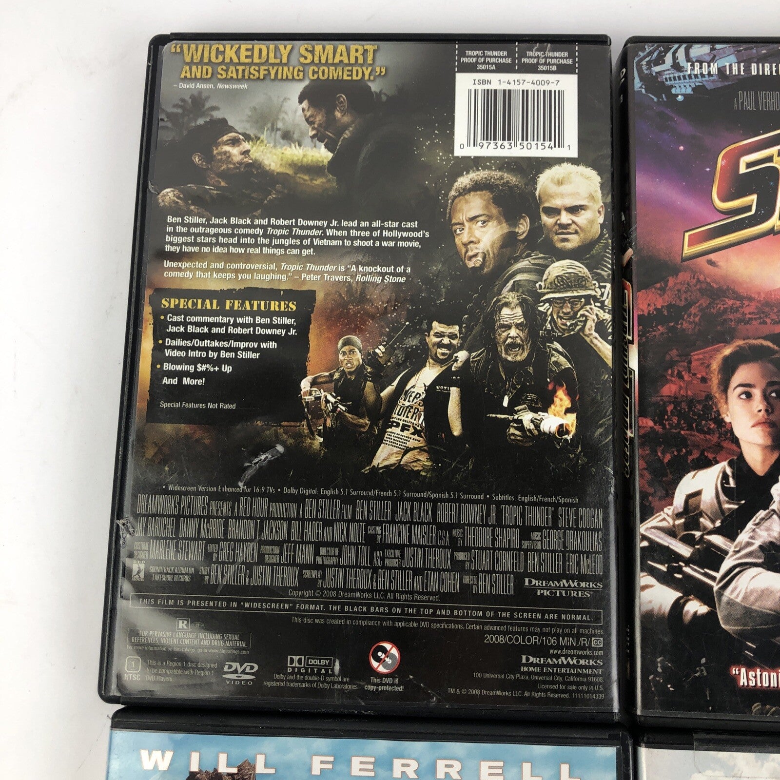 4 x Comedy DVD Lot - Starship Troopers, Princess Bride, Tropic Thunder + LOOK