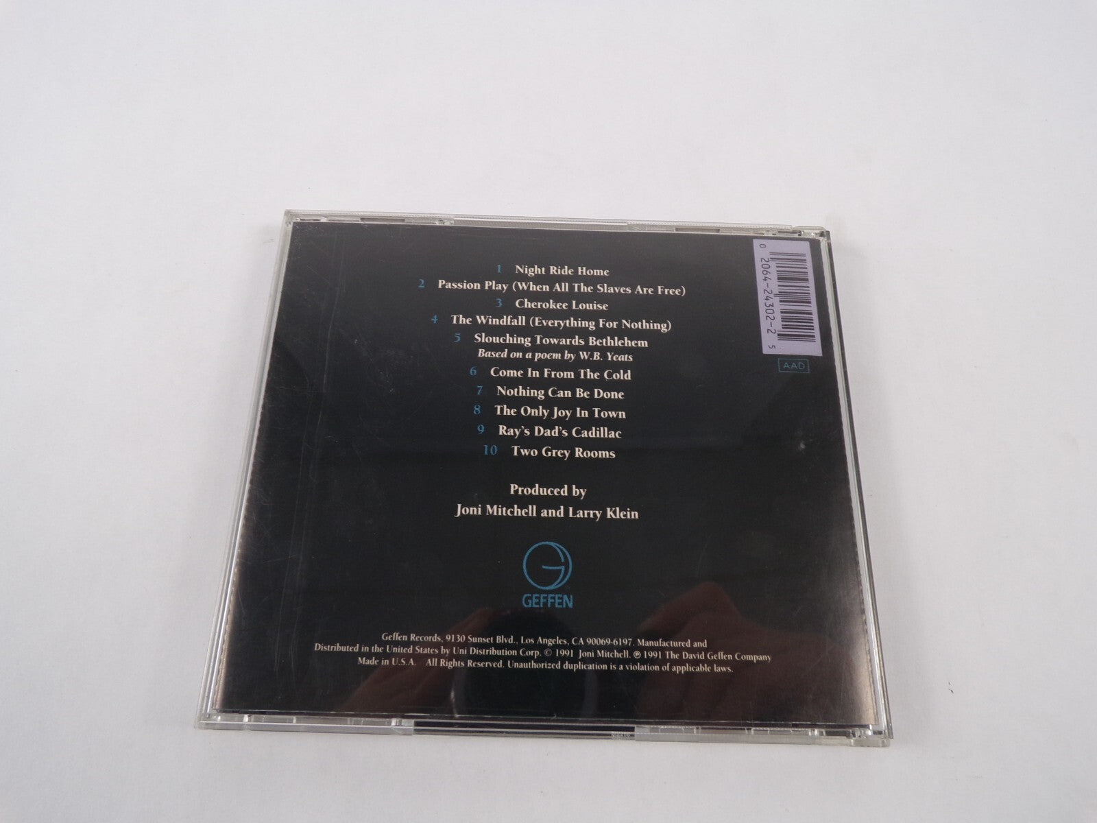Joni Mitchell Night Ride Home Passion Play Cherokee Louise The Windfall CD#59