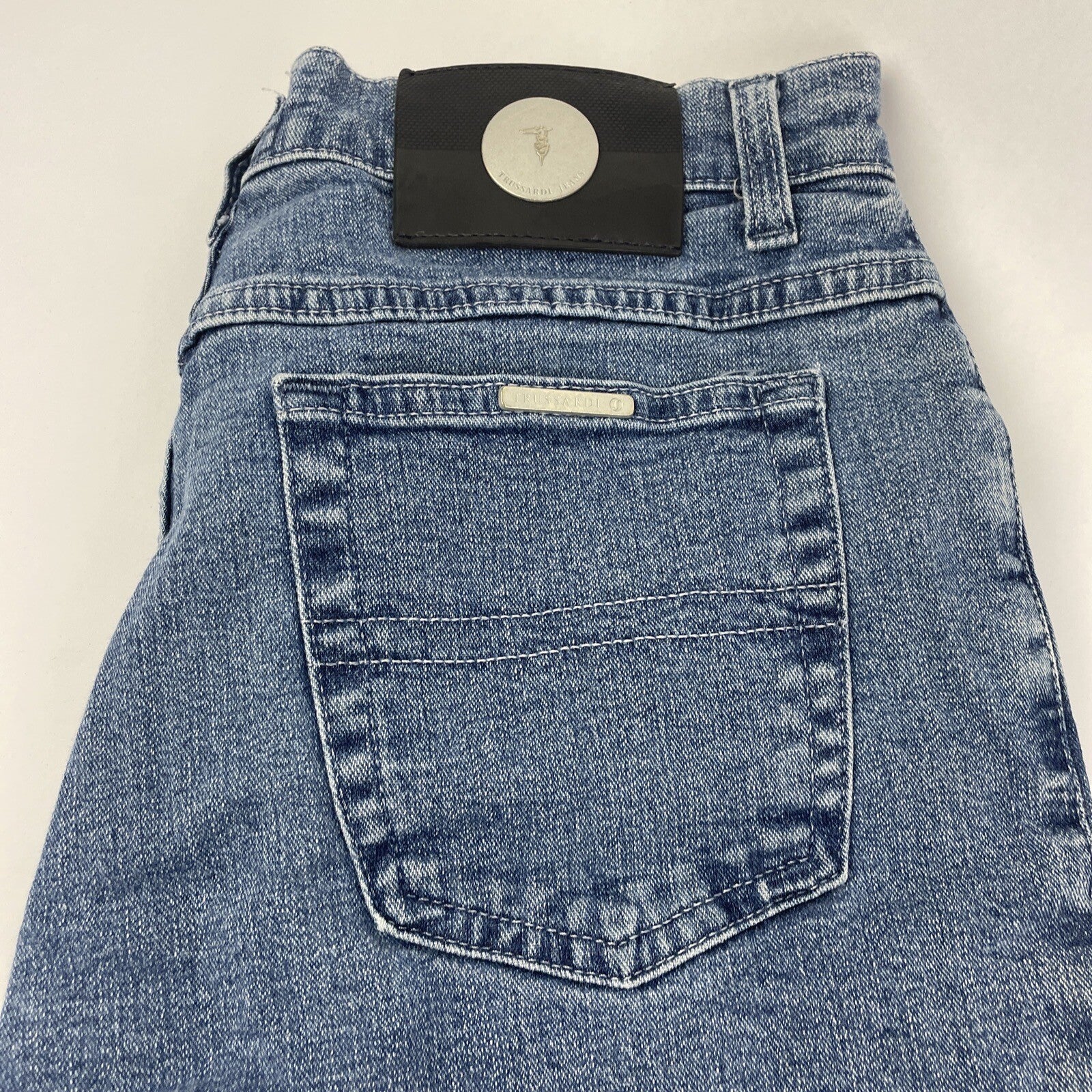 Trussardi Denim Blue Jeans Fitted Hip Size 32 UK Trousers - LOOK