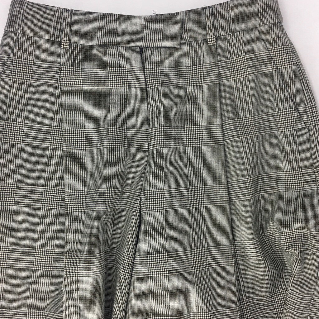Cacharel Womens Culotte Pants Gray Glen Plaid Zip Fly Belt Loop Lined Stretch 28