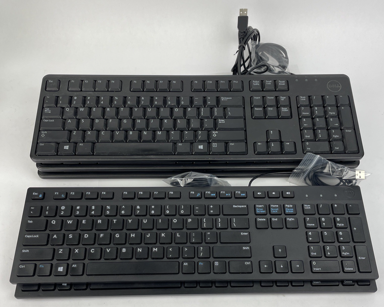 Dell Multimedia Wired Keyboard (s) - Black Lot of 5 - 2 x KB216 - 3 x KB4021 VGC