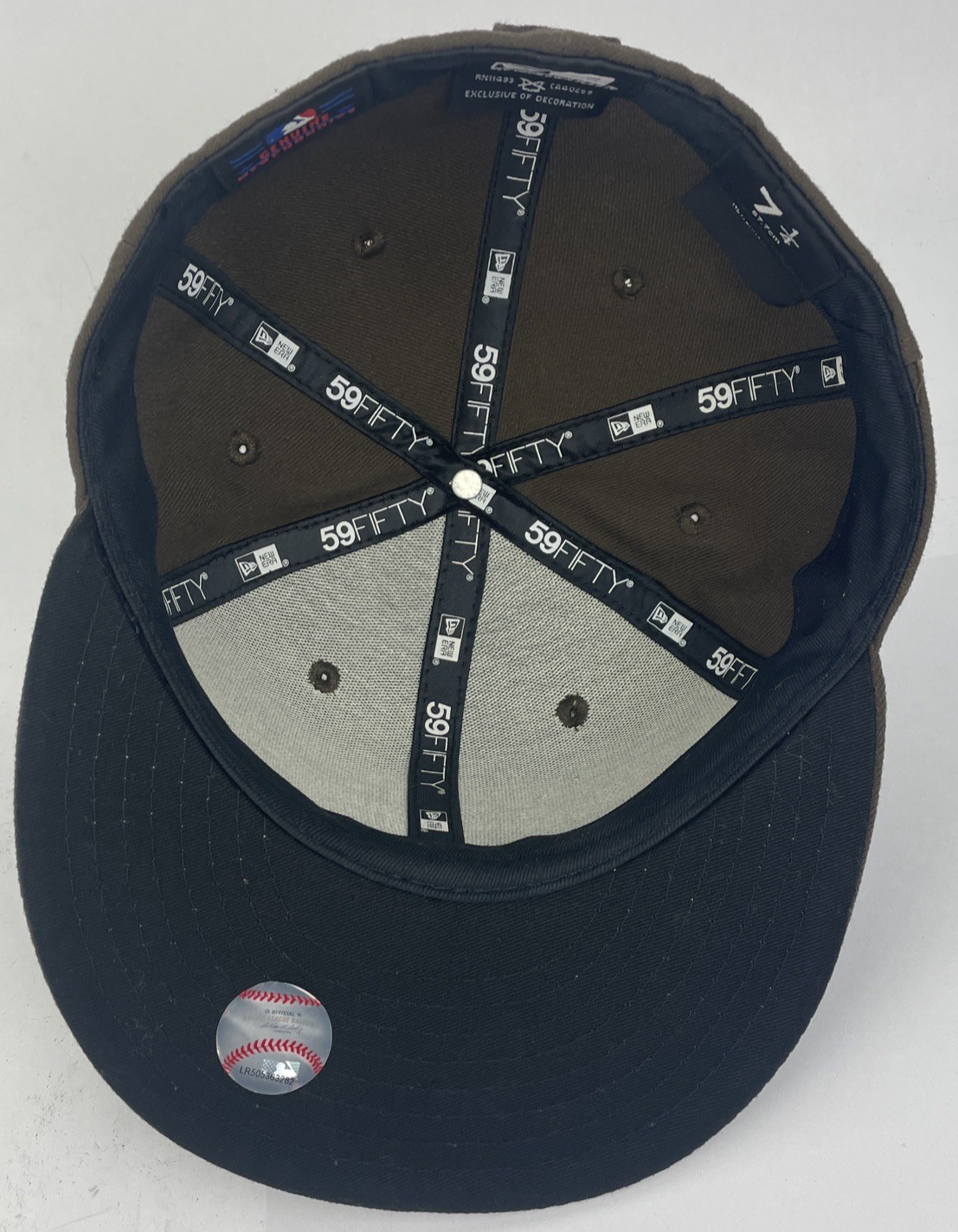 San Diego SD Padres Hat Fitted 7 1/4 Dark Brown New Era 59Fifty Genuine MLB