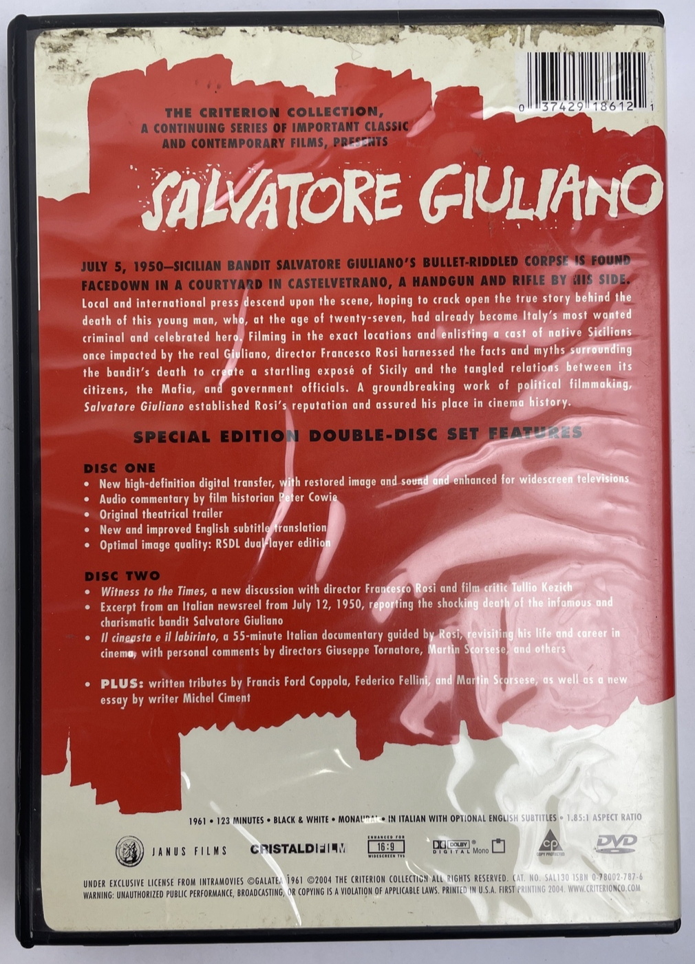 Salvatore Giuliano (1962 B&W) The Criterion Collection DVD 2004 Francesco Rosi