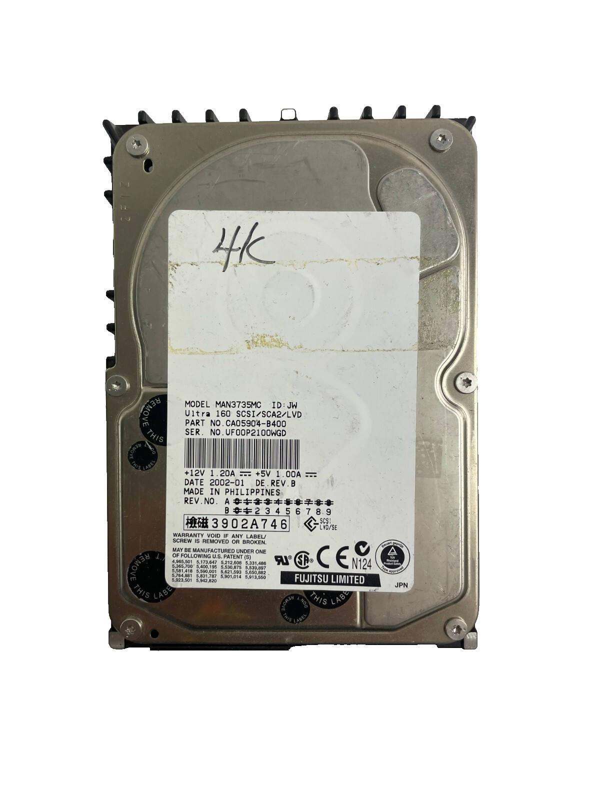 Fujitsu Model MAN3735MC Internal Hard Disk Drive 73.5GB Cache 8 MB