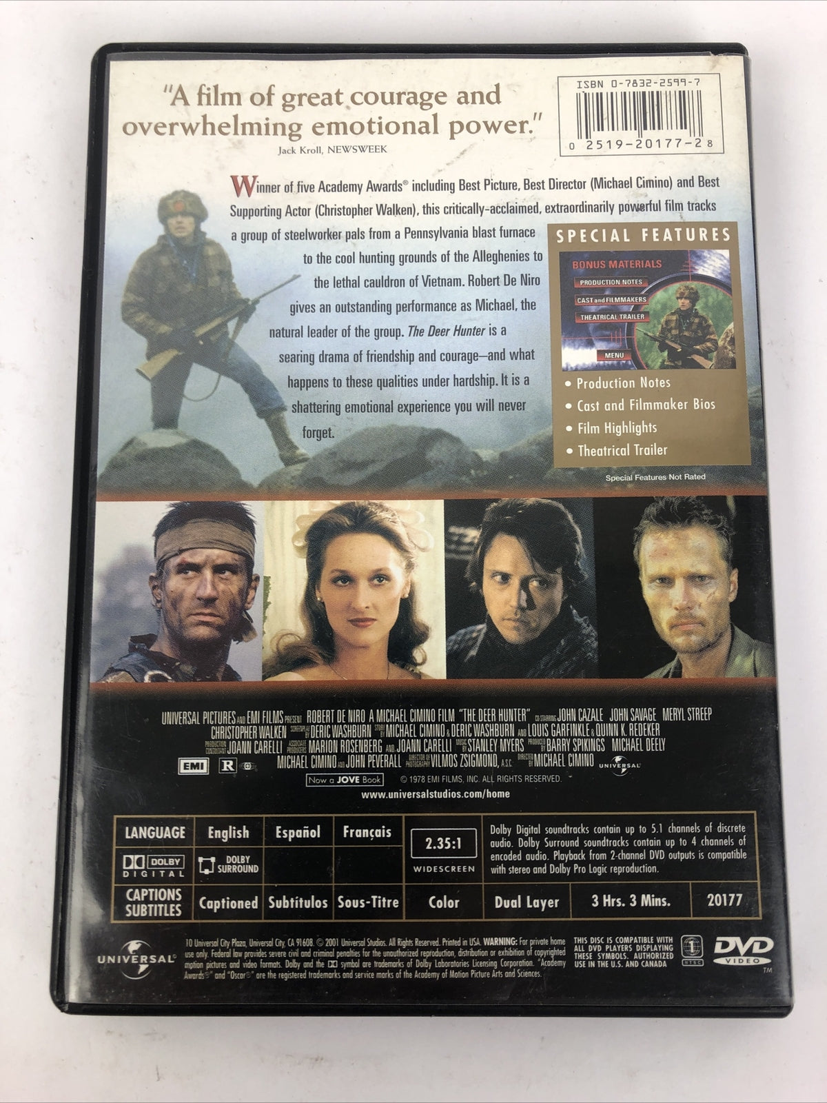 The Deer Hunter - ( DVD Video 2001 ) Robert DeNiro, Meryl Streep 183 min. MINT