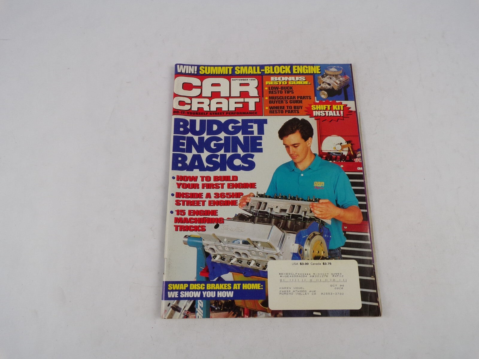 September 1996 Car Craft Budget Engine Basics Win! Summit Small-Block Engine Bon