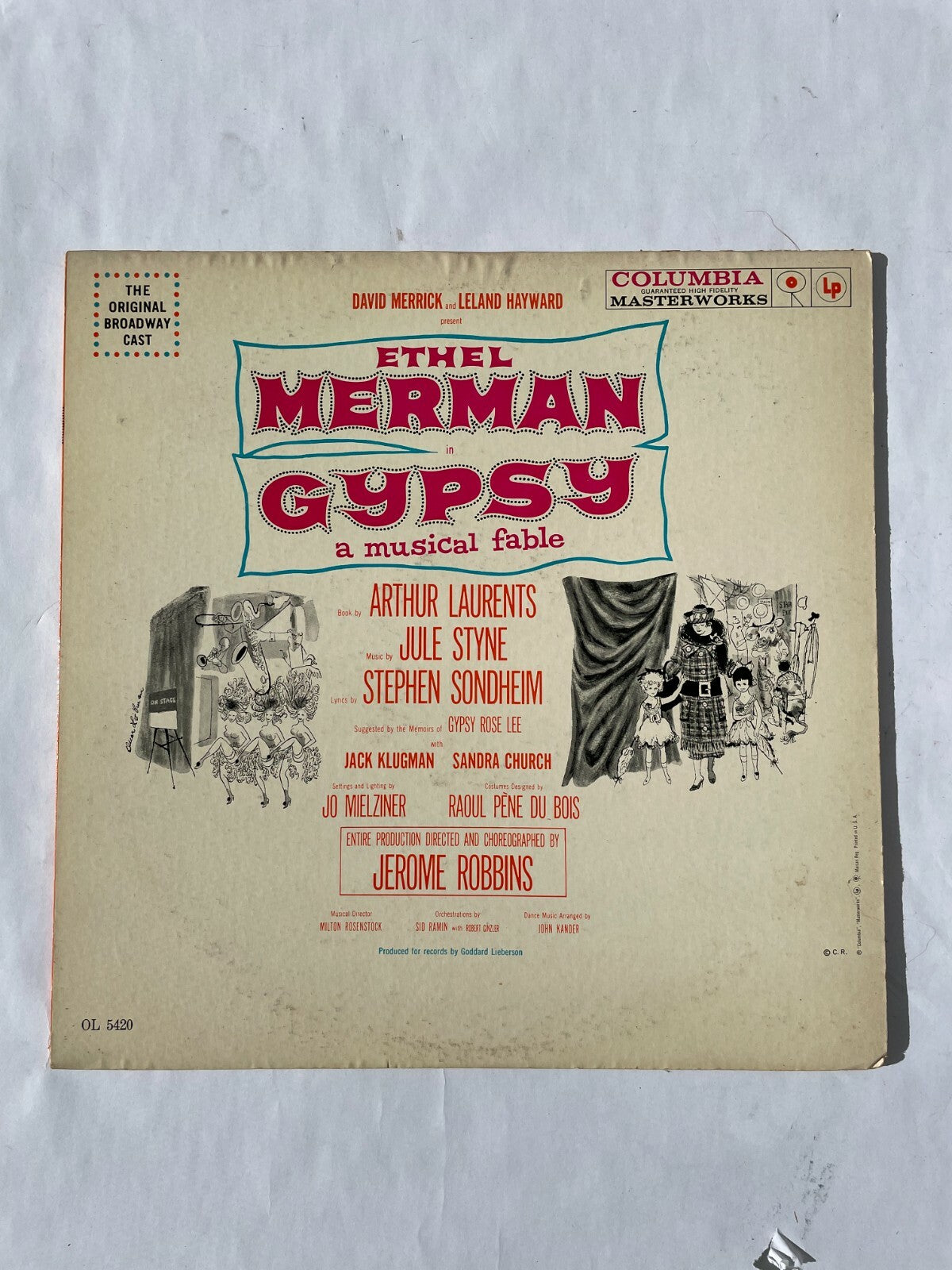 Ethel Merman in Gypsy a musical fable David Merrick Jule Styne Vinyl Record Q10