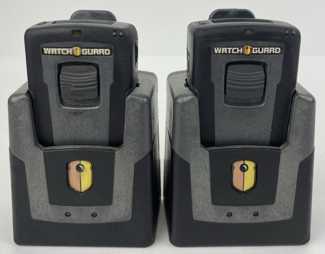 2 x Watchguard wireless microphone device belt clip and charger MIC-WRL-TRN-400