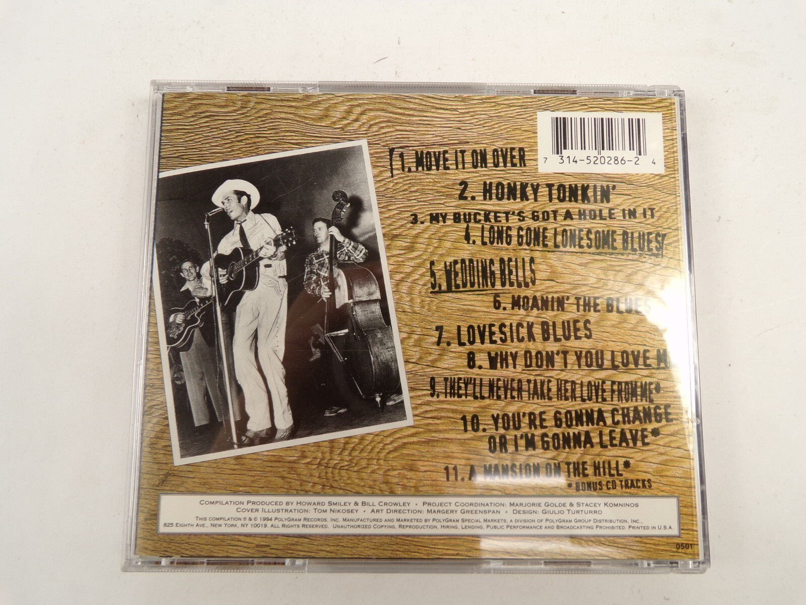 American Legends Hank Williams Honky Tonkin Wedding Bells Lovesick Blues CD#45