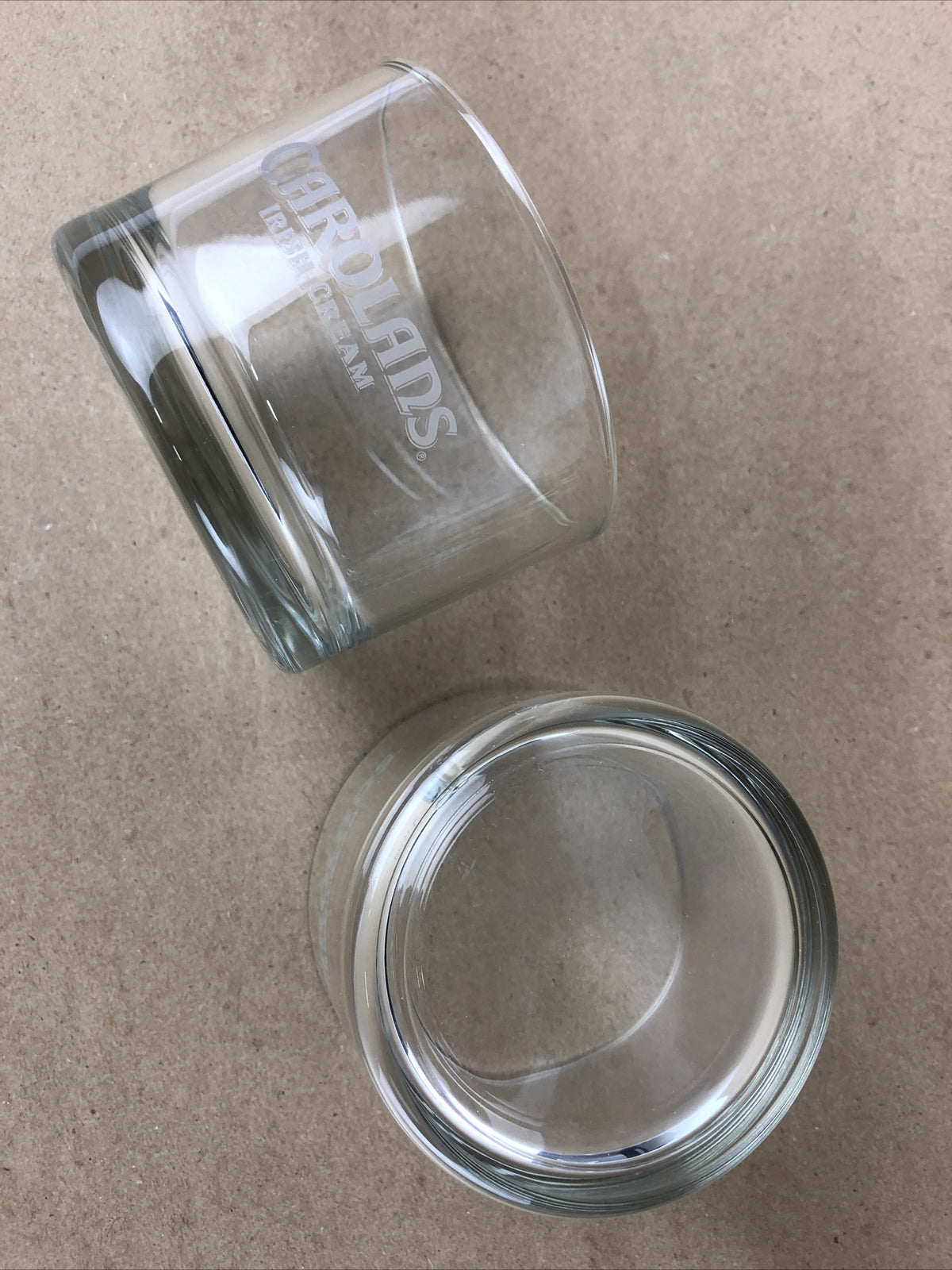 CAROLANS Irish Cream Whiskey Low Ball Glass Set Of Two (2) Etched -Free Shipping