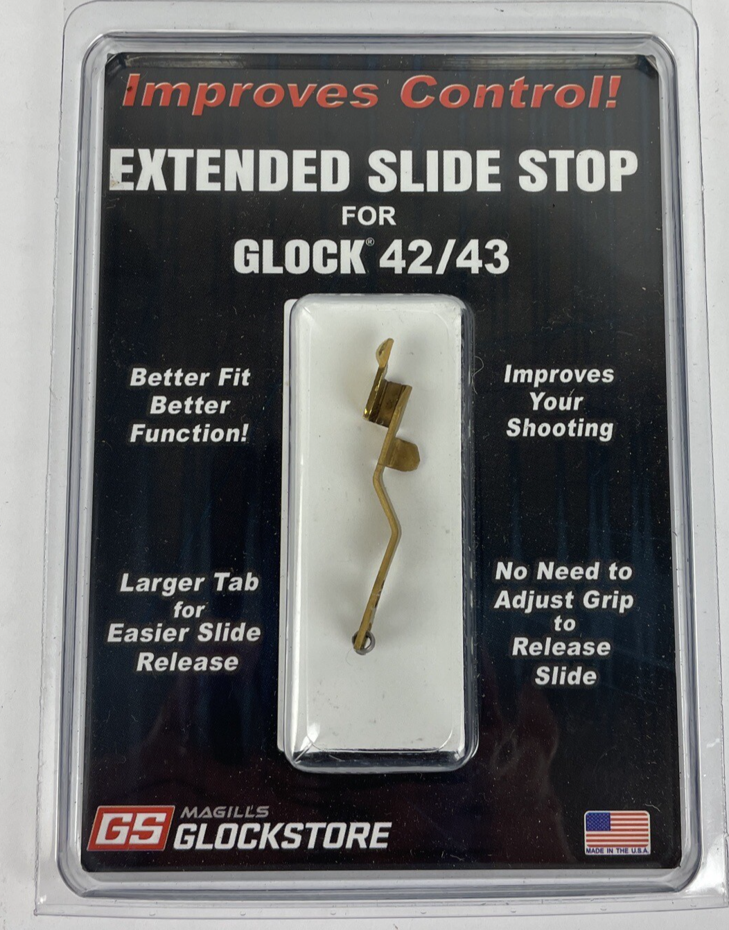 Magill's GS Glock Store Extended Slide Stop for Glock 42/43 Gold Made in the USA