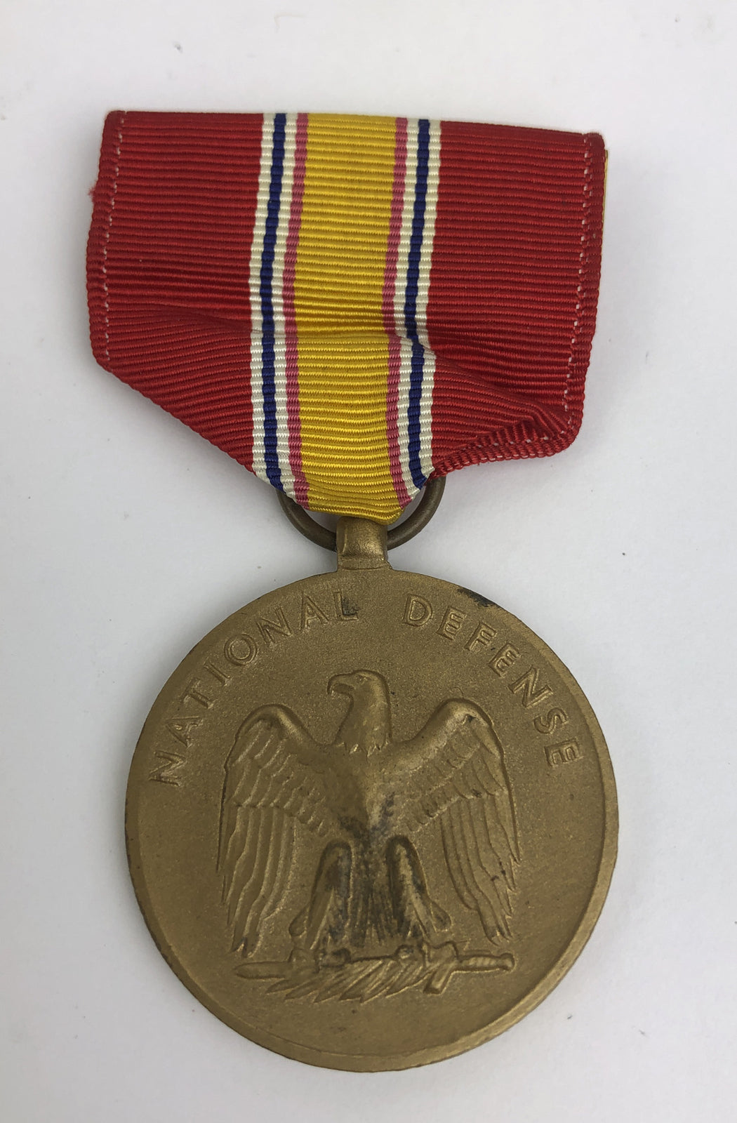 Original Vintage National Defense Lapel Medal on Ribbon - LOOK