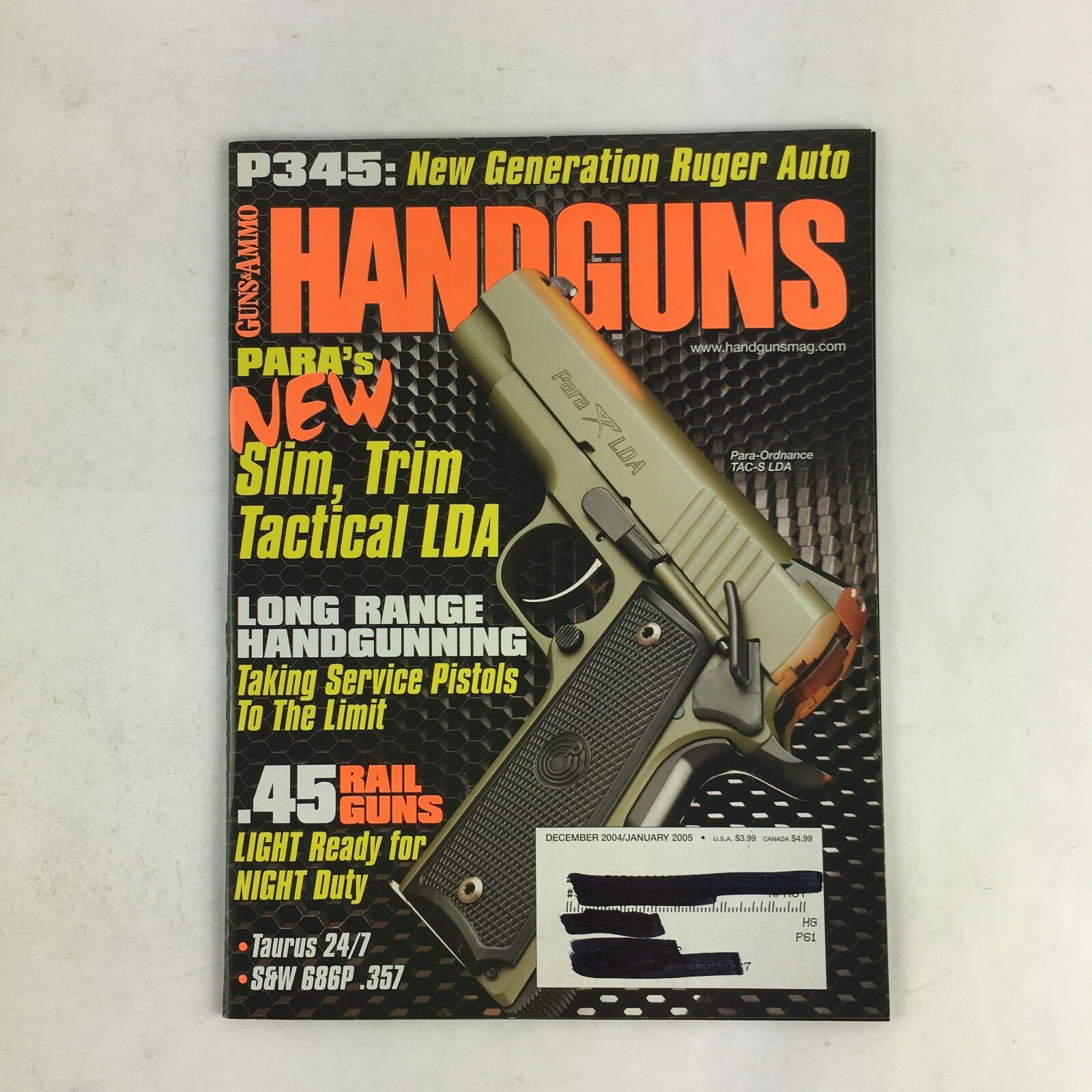January 2005 Guns & Ammo Handguns Magazine P345 .45 Rail Guns Taurus 686P .357