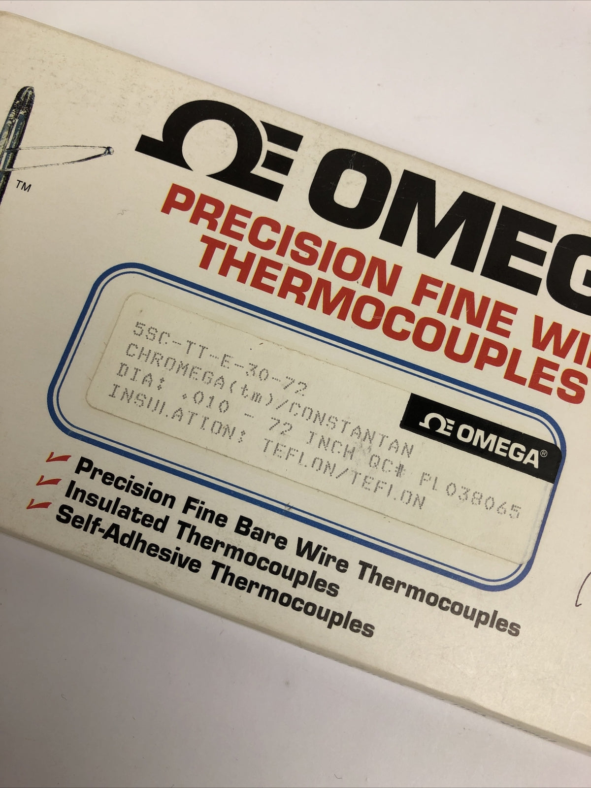 5 x Omega Engineering precision fine wire thermocouples 72" .010 Diam.    LOOK