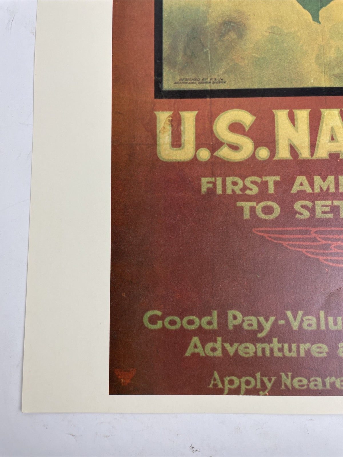 Vintage US Navy Recruiting Poster US Naval Aviation Sailors of the Air 20" x 16"