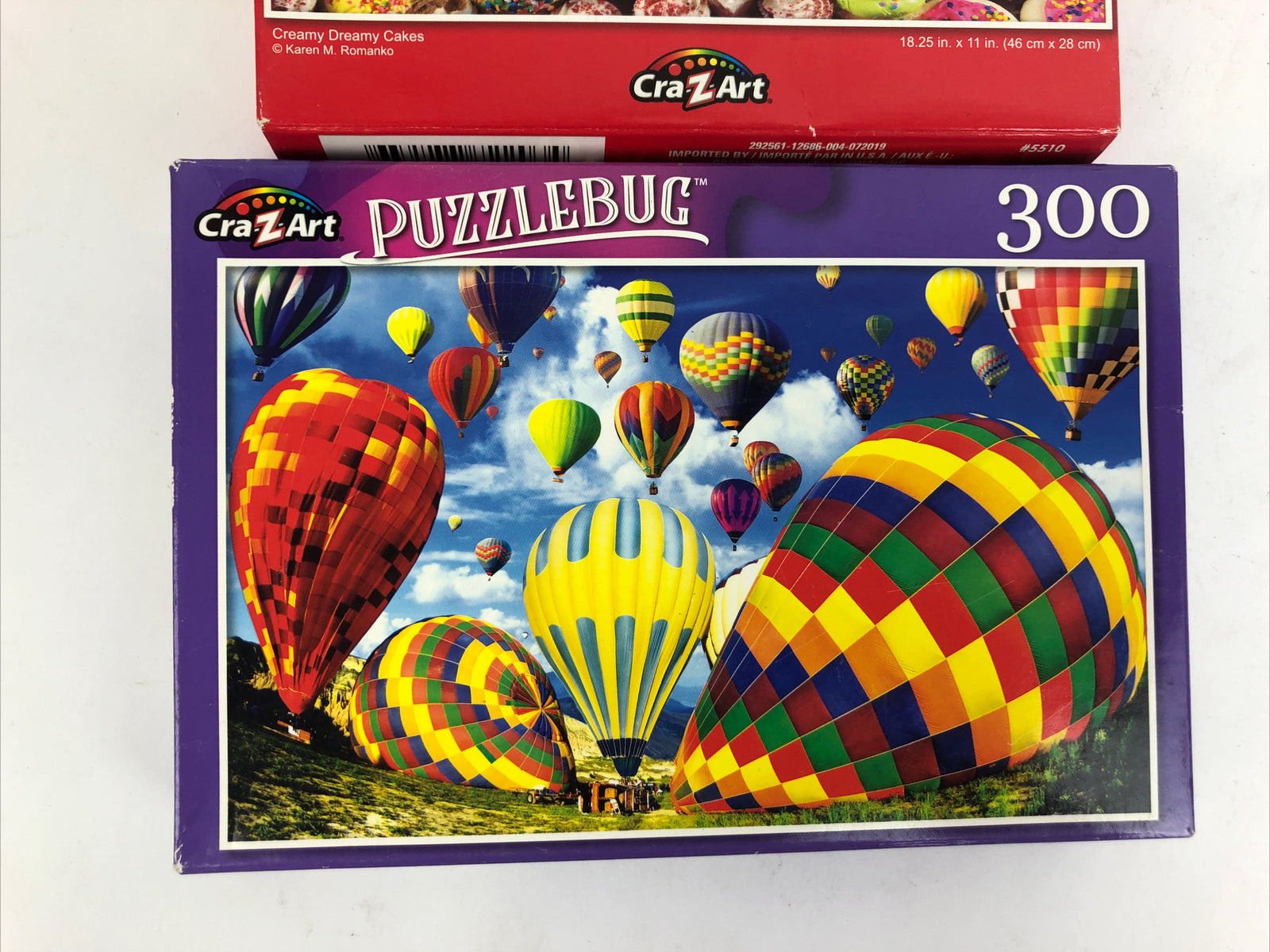 Lot of 2 CraZart PUZZLEBUG 300 500 Piece HOT AIR BALLOONS + Creamy Dreamy Cakes