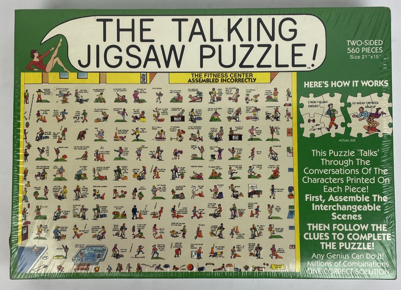 Talking Jigsaw Puzzle The Fitness Center 560 Pieces Two Sided 1991 Buffalo PZZL