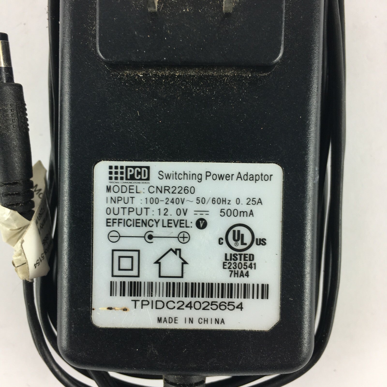 Genuine PCD CNR2260 E-5 Output 12V 500mA Power Supply Adapter A23