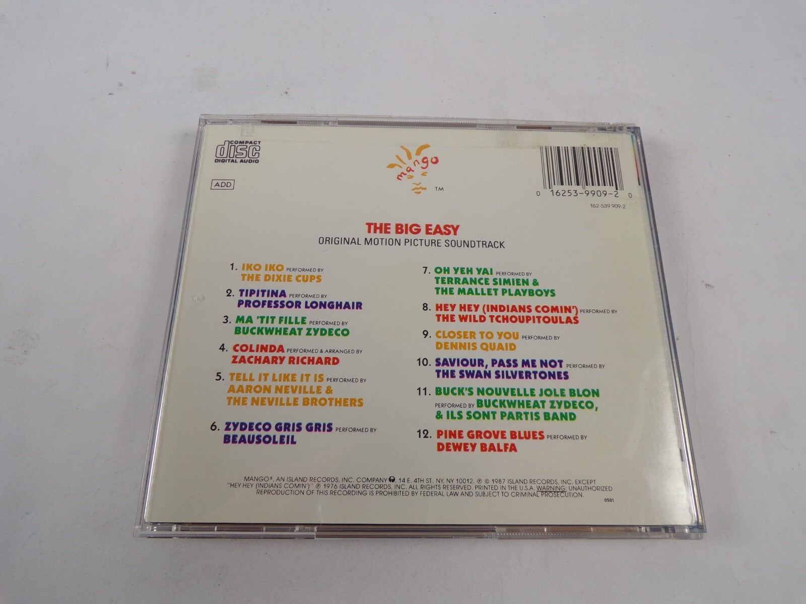 Big Easy Featuring Music By Beausoleil The Dixie Cups Dennis Quaid CD #43
