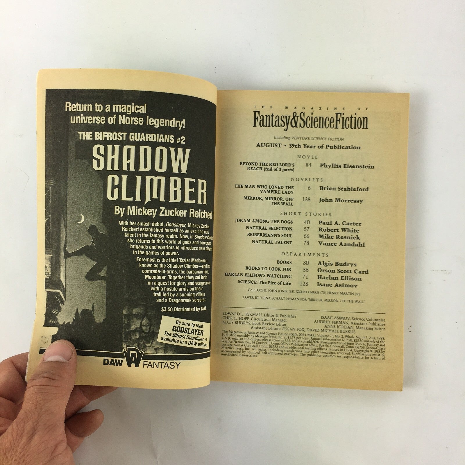 August Fantasy&Science Fiction Magazine Phyllis Eisenstein Brian Stableford