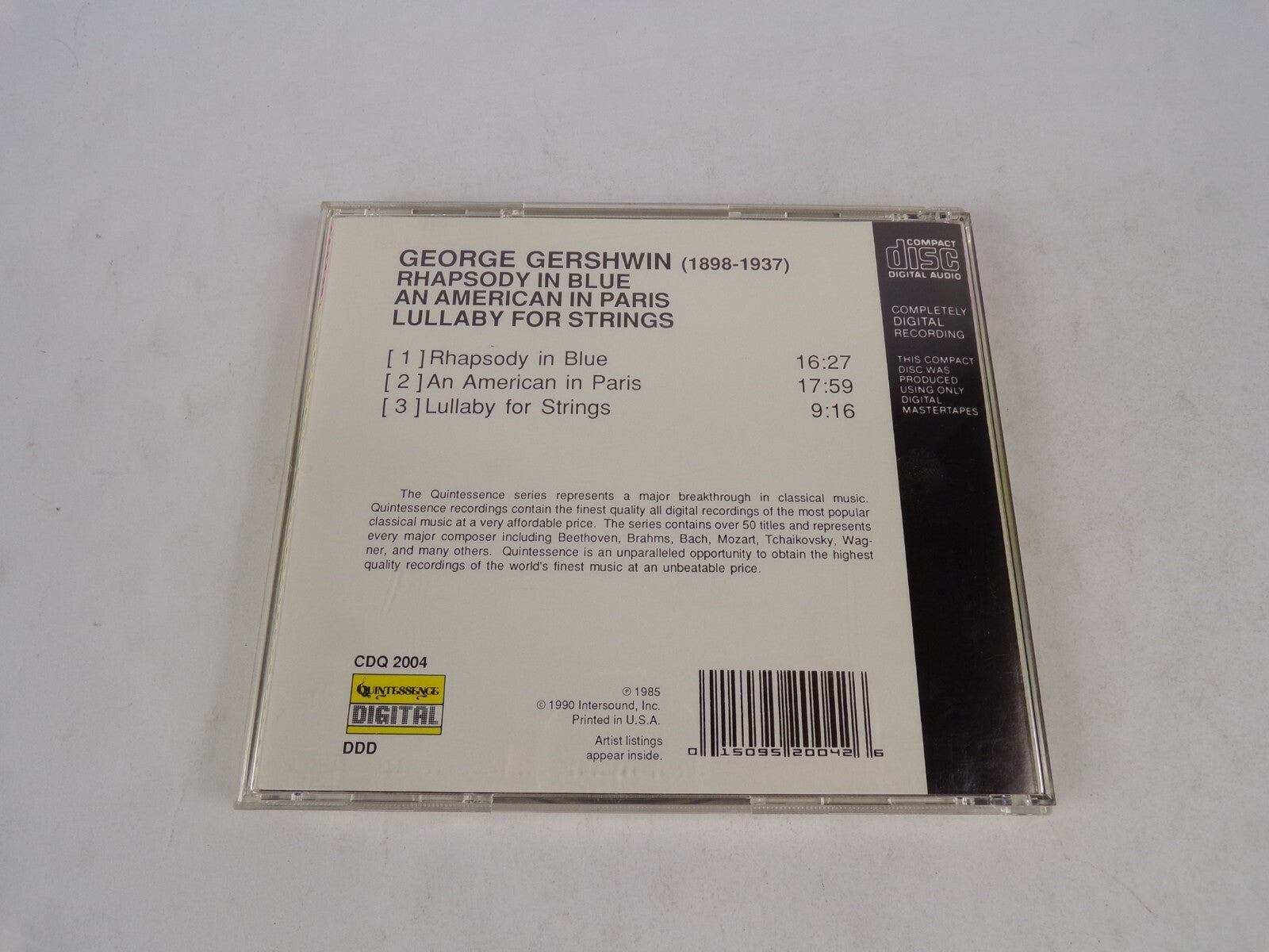 Gershwin Rhapsody In Blue American In Paris Lullaby For Strings Rhapsody InCD#54