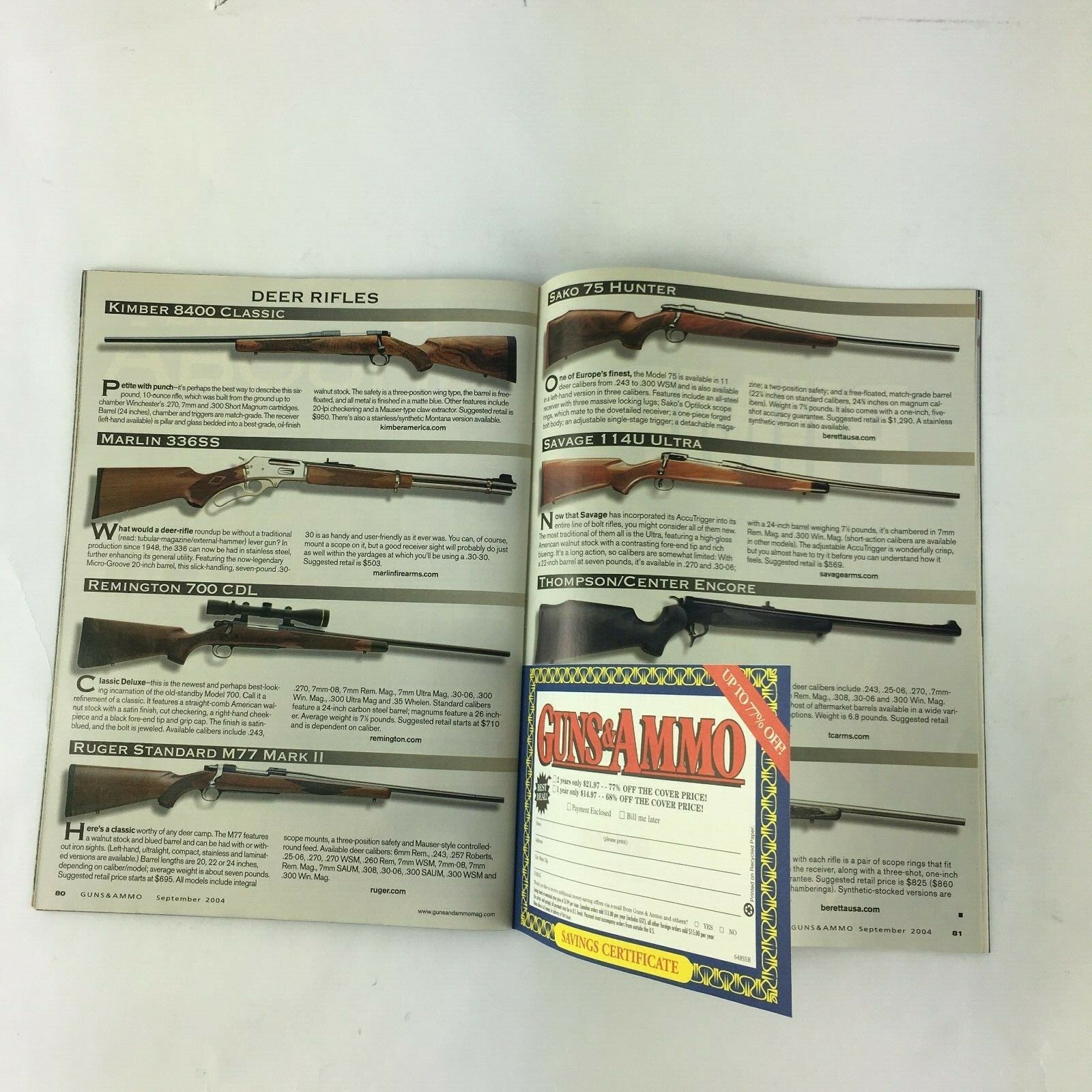 September 2004 Guns&Ammo Magazines 12 Top-Tier Deer Rifles A pump With Thump 
