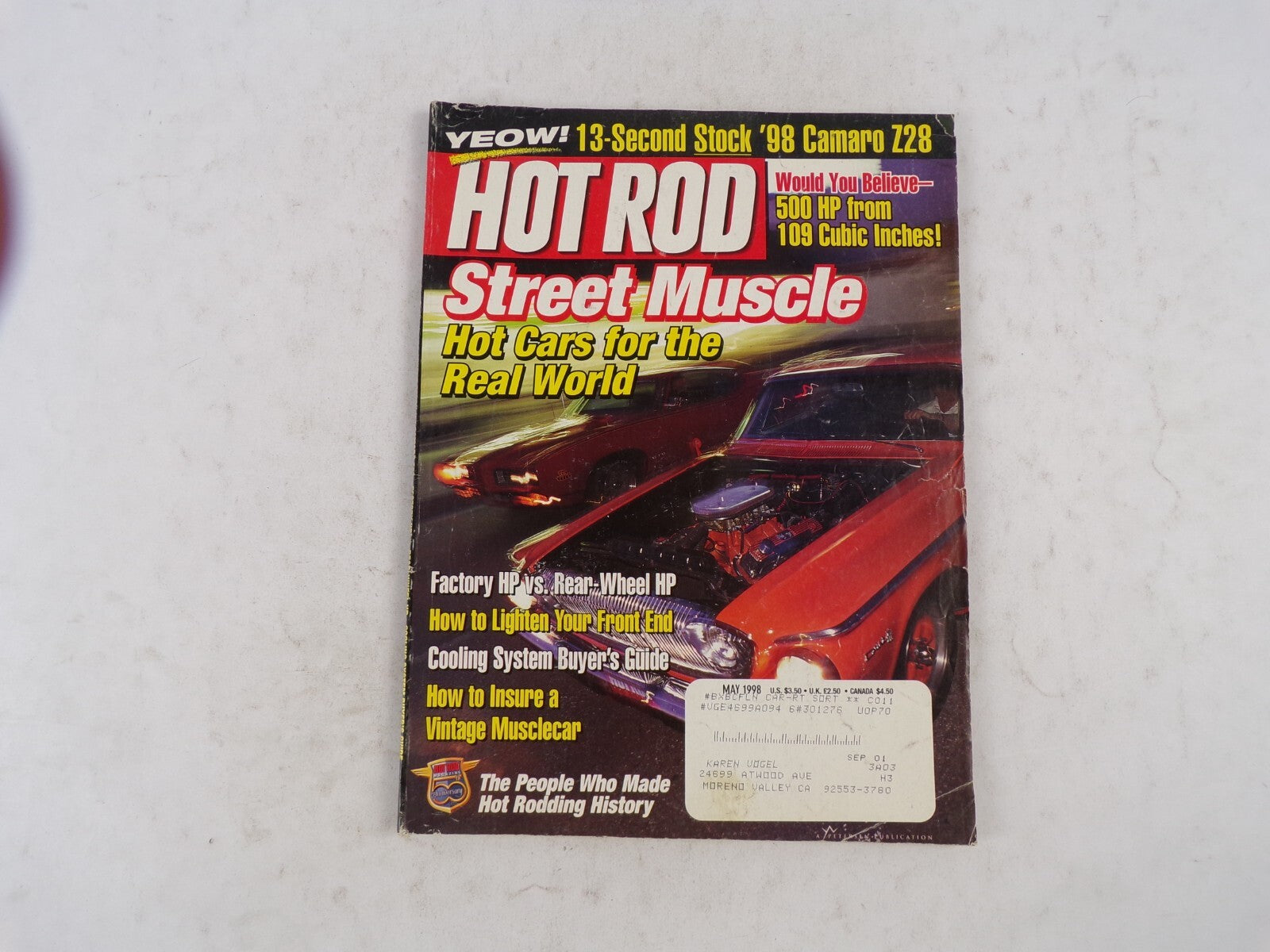 May 1998 Hot Rod Street Muscle Hot Cars For The Rea World Factory HP Vs. Rear-Wh