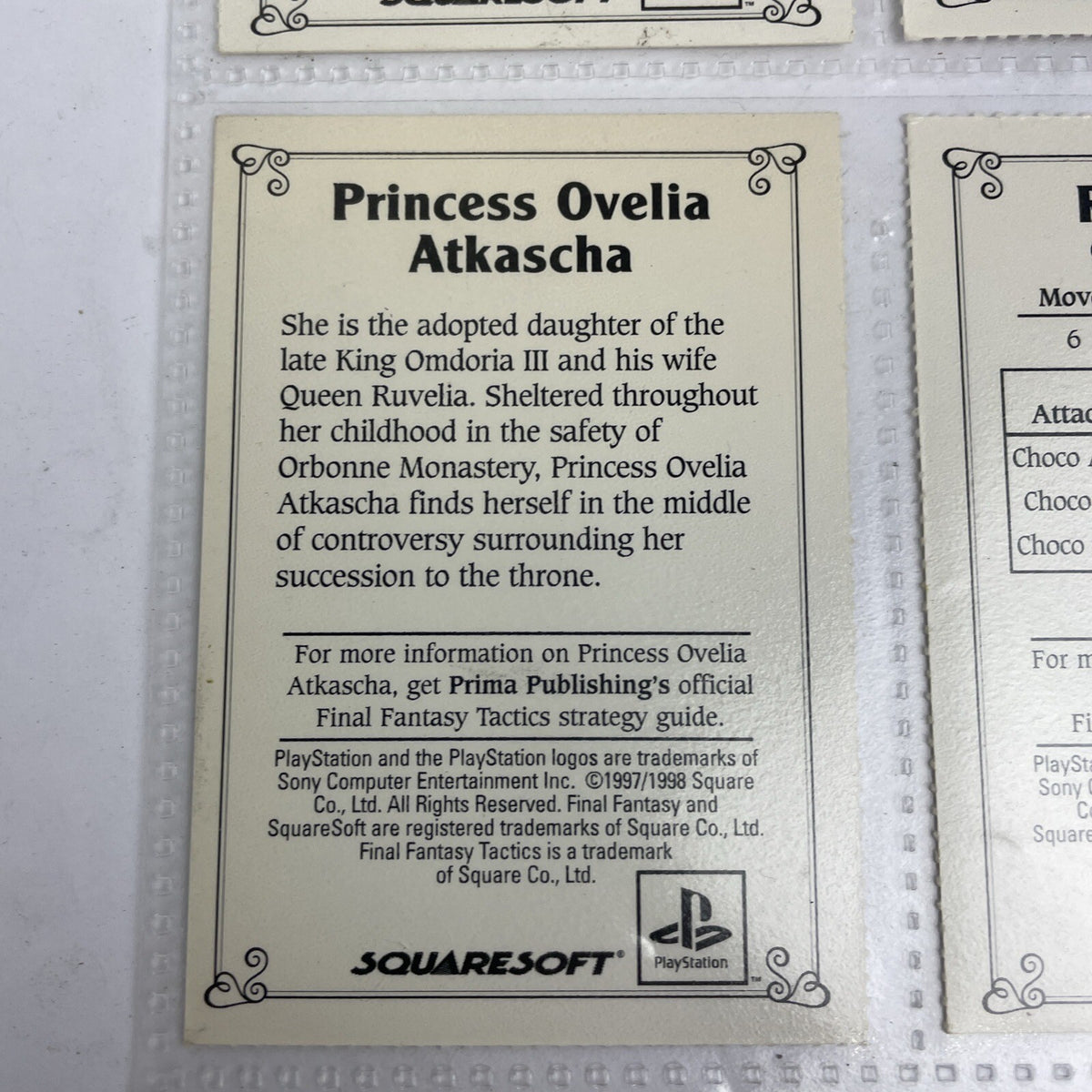 6 x Final Fantasy Tactics Playstation 1 EB Games Squaresoft Promo Trading Cards