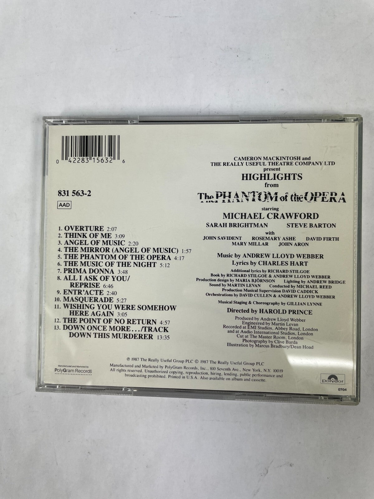 The Phantom of the Opera Highlights Michael Crawford Steve Barton CD 53