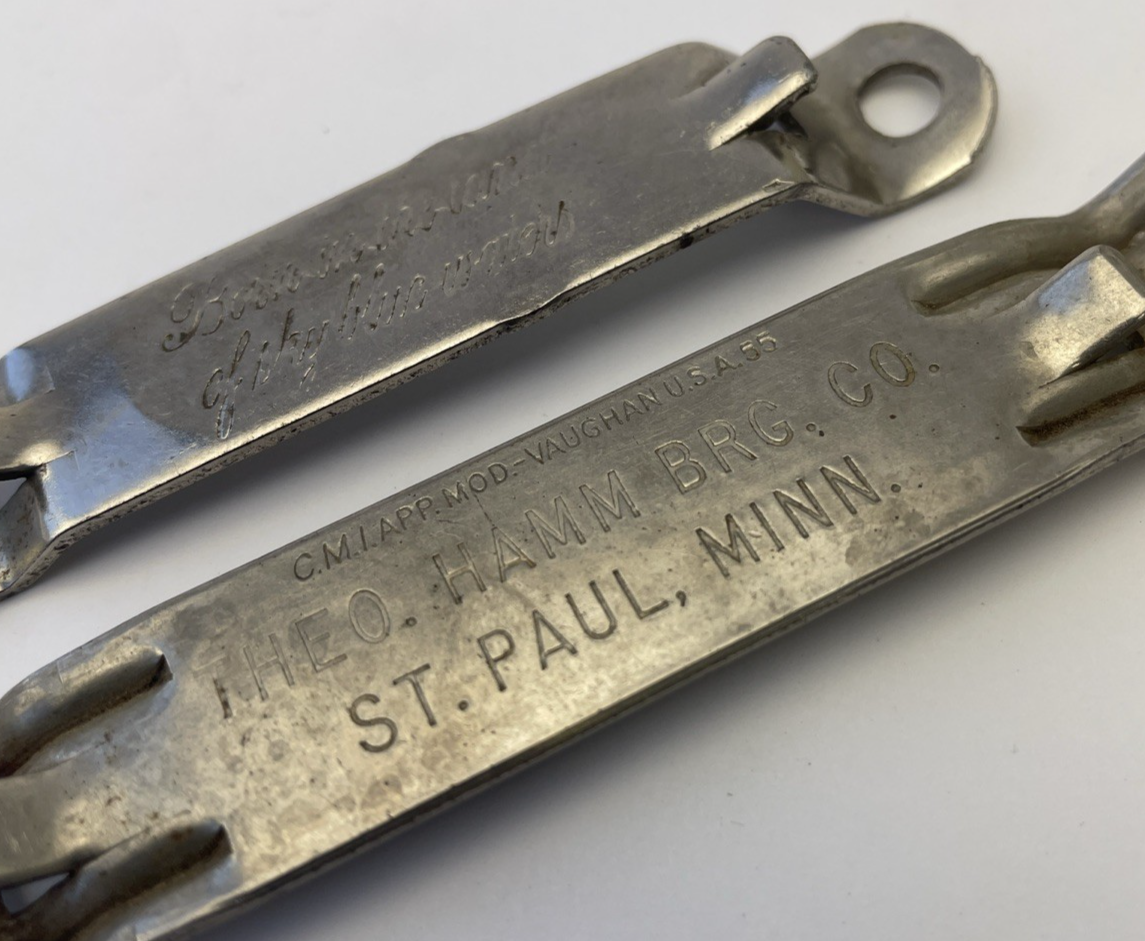 2 x Bottle Opener Vintage Church Key Hamm's Beer  4.25” Long Theo Hamm Brewing
