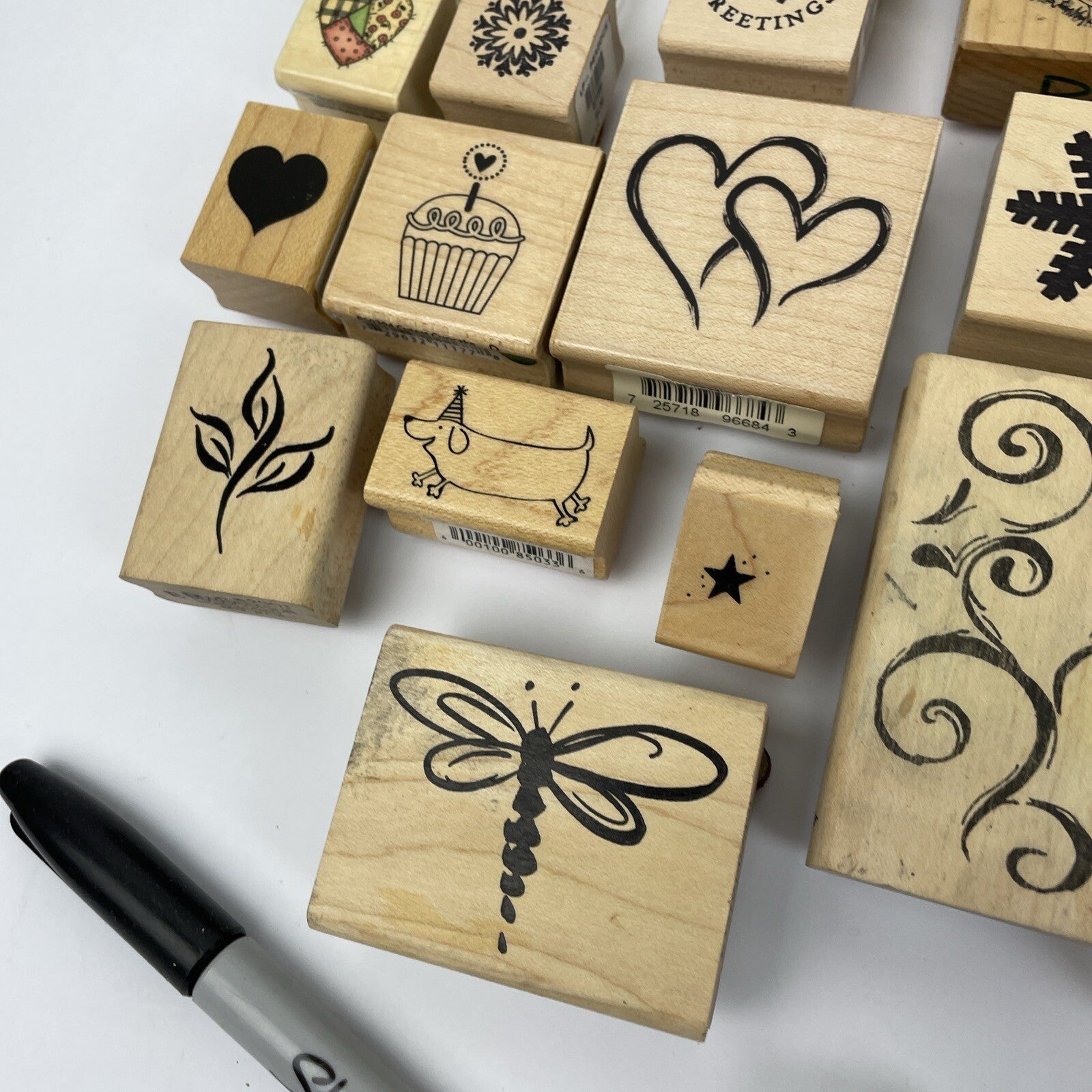 Rubber Stamp Lot SANTA Flowers Christmas DOG Paw Words Scrapbook Paper New Used