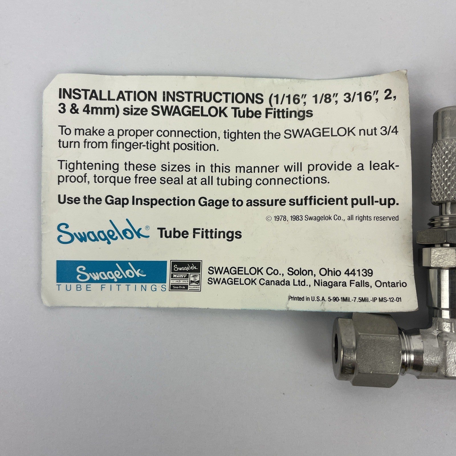 OEM Swagelok USA Nupro 1/4” Stainless Steel Metering Valve – Precision Control