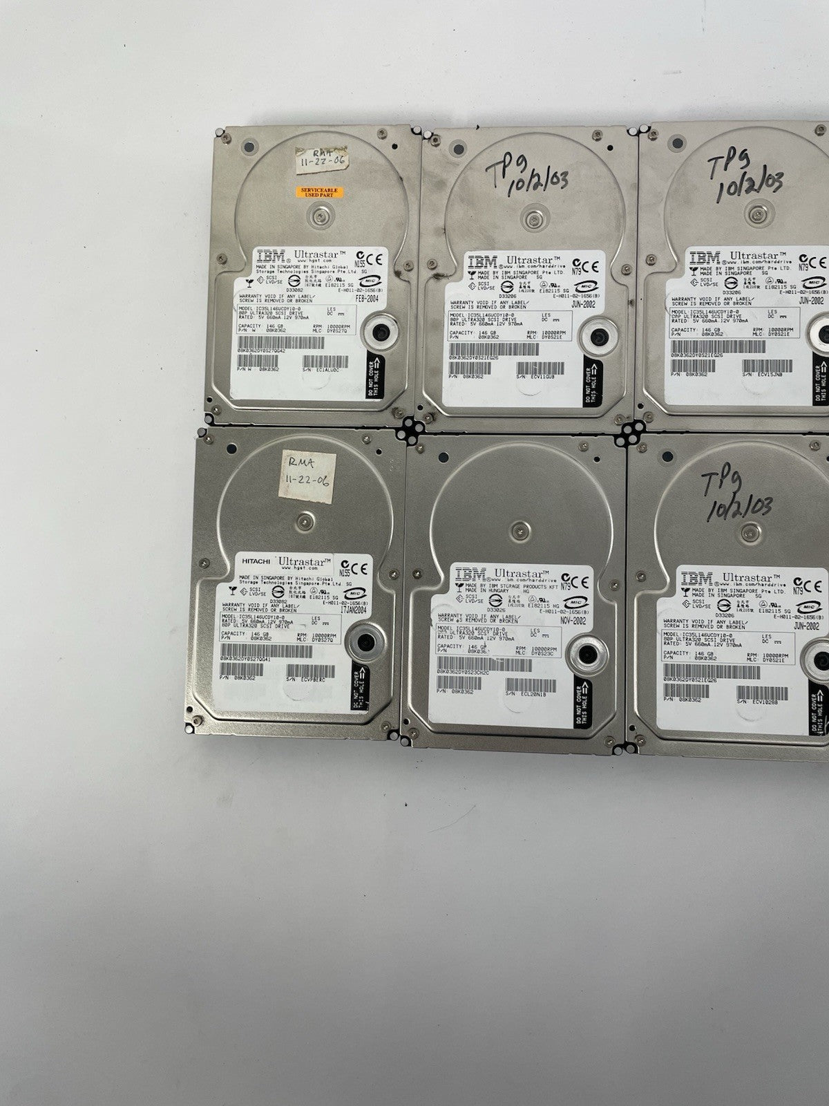 Lot of 12 Hitachi IBM Ultrastar 146GB Desktop HDD 3.5" SATA 10000 RPM 16MB Cache