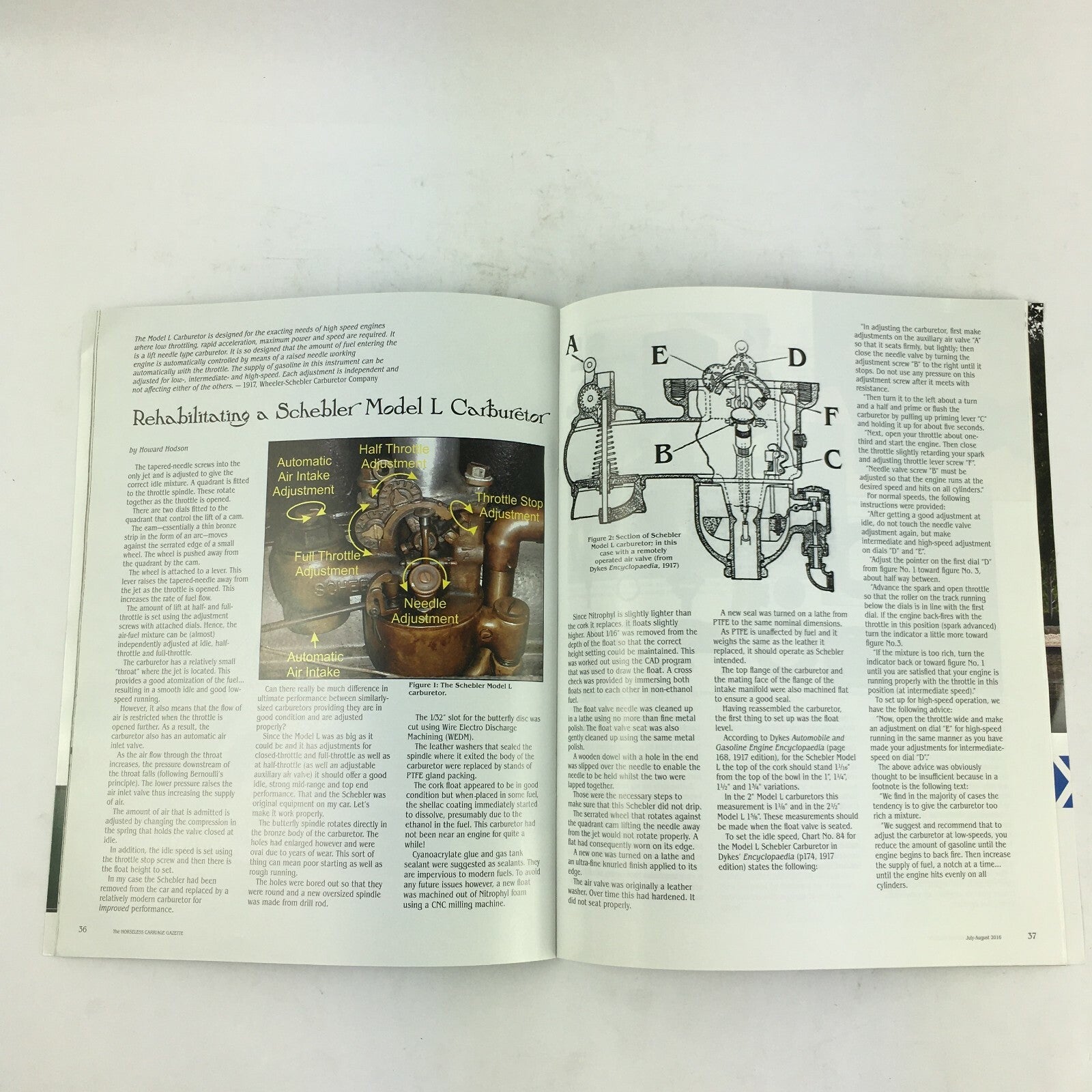 August 2016 Horseless Carriage Gazette Vol78 Schebler Model L Carburetor