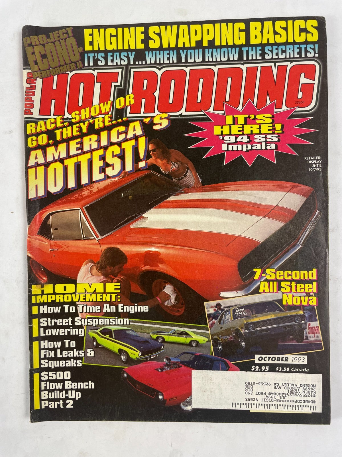 October 1993 Hot Rodding Magazinee America's Hottest! Race, Show Or Go, They're