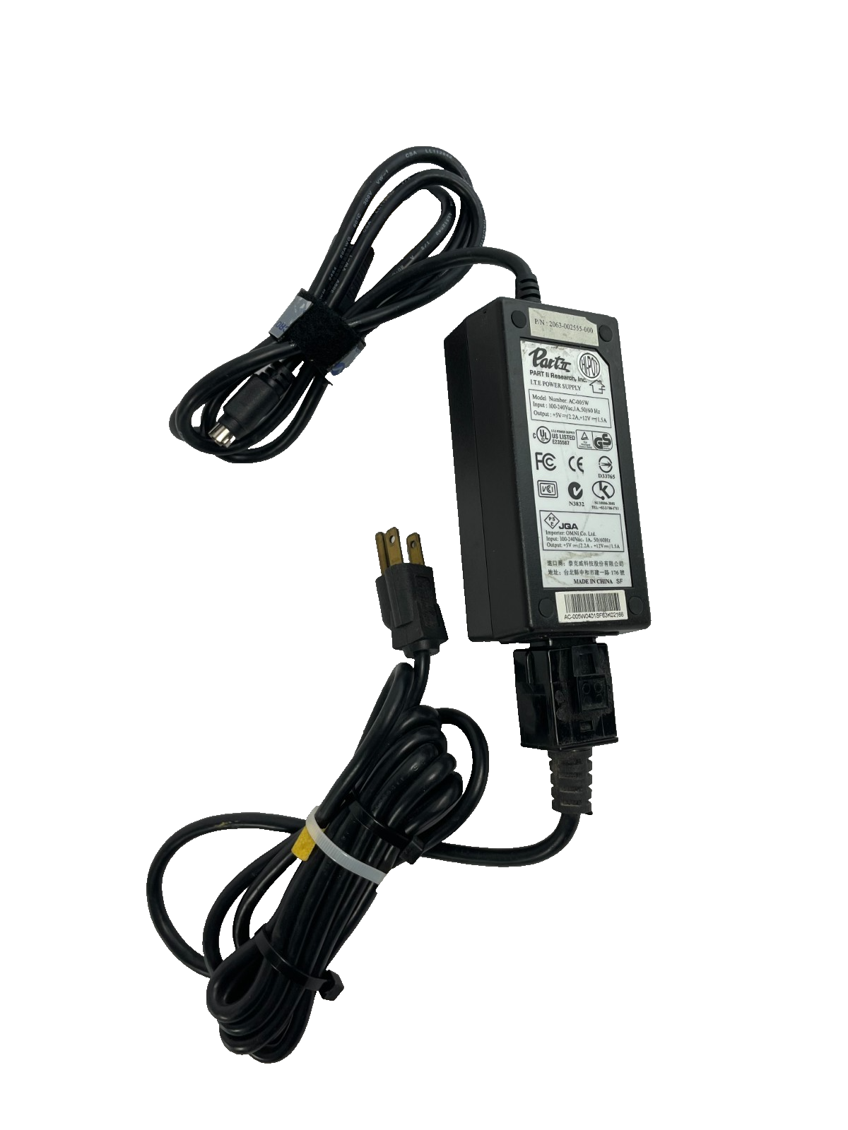 Geniune Part II Hi Pot Model AC-005W Output 5V 1.5A Power Supply AC Adapter #A42