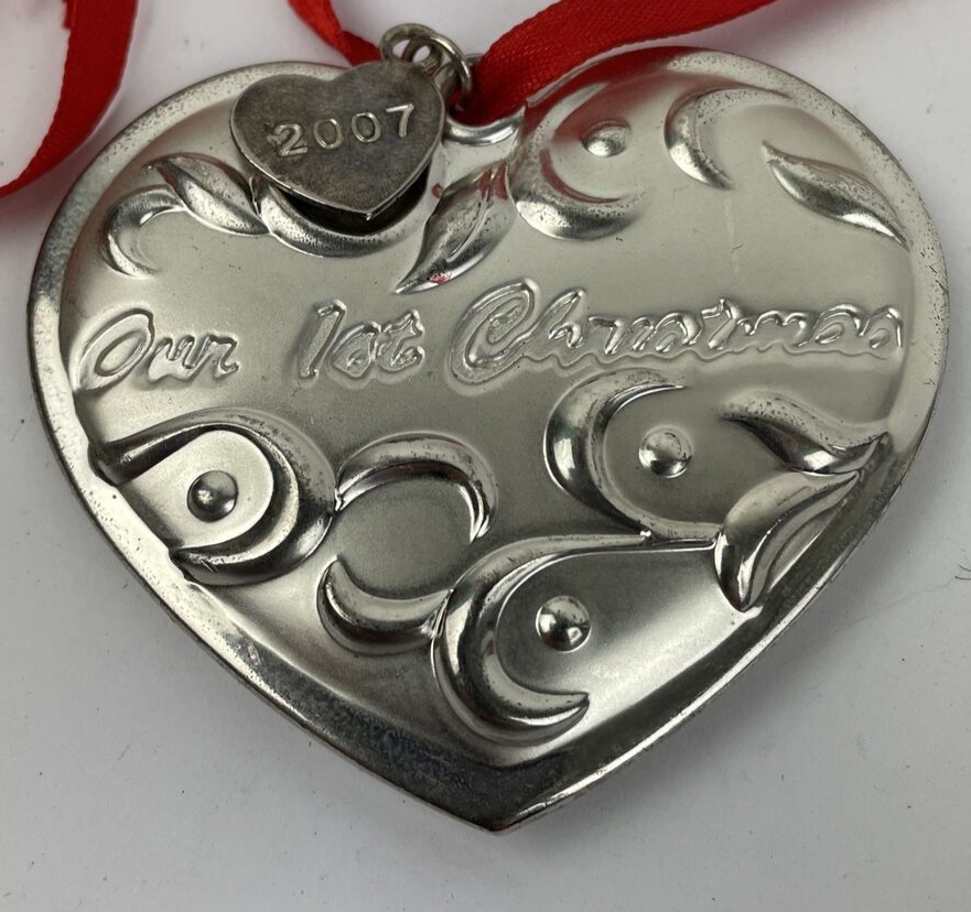 Lenox Opal Innocence 2007 Our First Christmas Heavy Metal Ornament