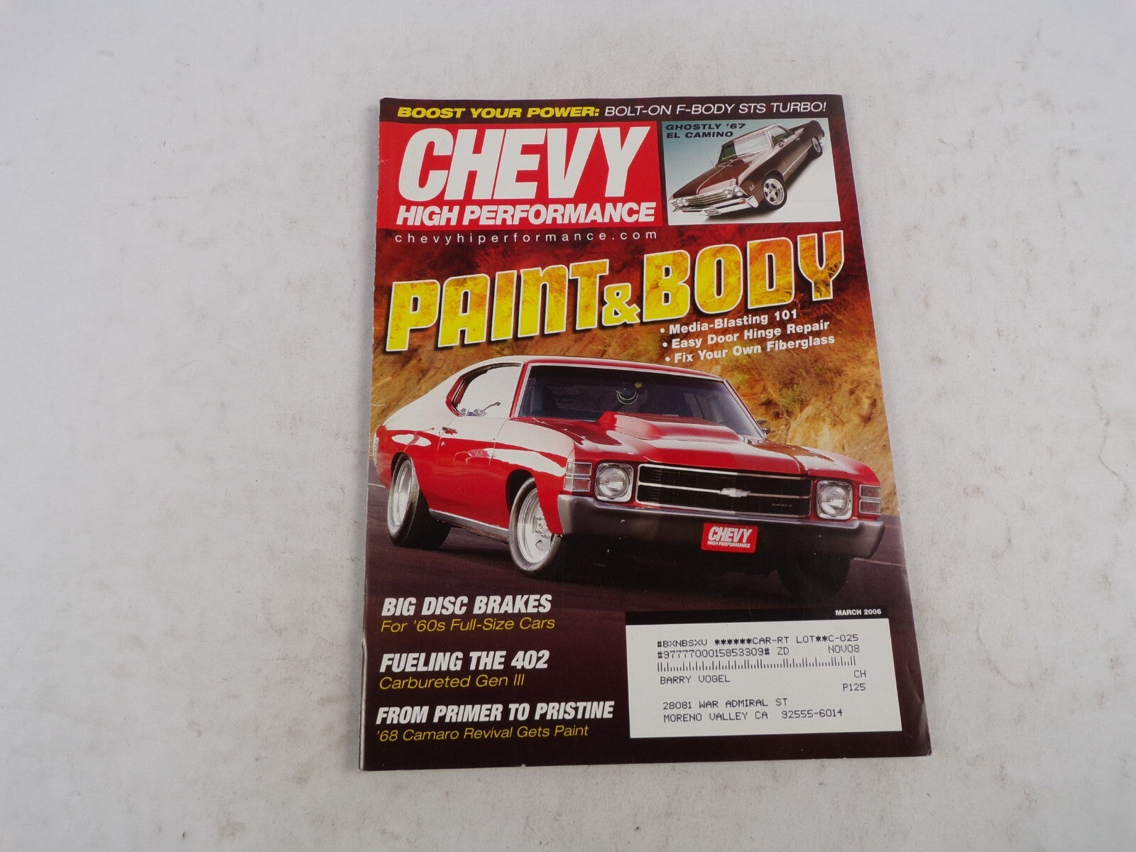 March 2006 Chevy High Performance Paint&Body Boost Your Power: Bolt-On F-Body ST