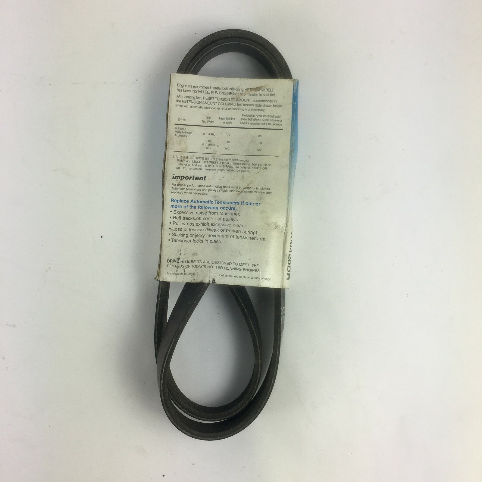 Genuine Drive Rite Automotive V-Ribbed Belt 5050420DR-5PK1065 A1